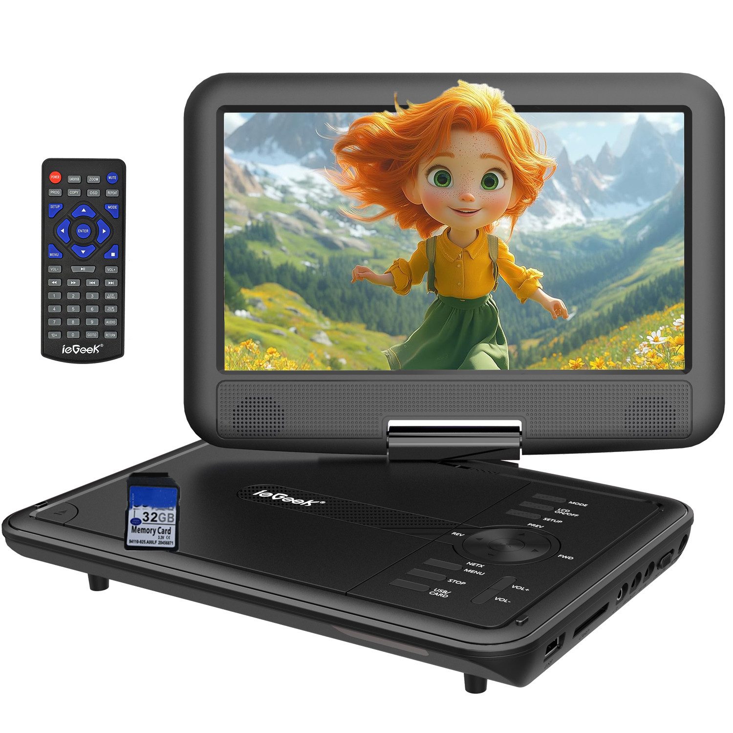 11,5 Zoll Tragbarer DVD Player mit HD Schwenkbaren Bildschirm Portabler DVD-Player