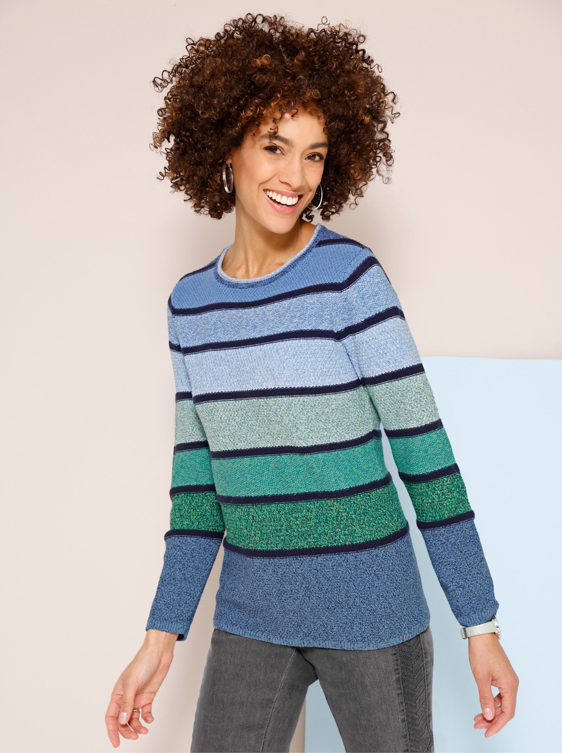 Sieh an! Strickpullover Langarm-Pullover .