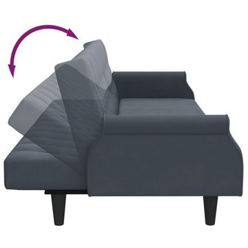 vidaXL Sofa Schlafsofa 2-Sitzer mit Kissen und Fußhocker Dunkelgrau Samt