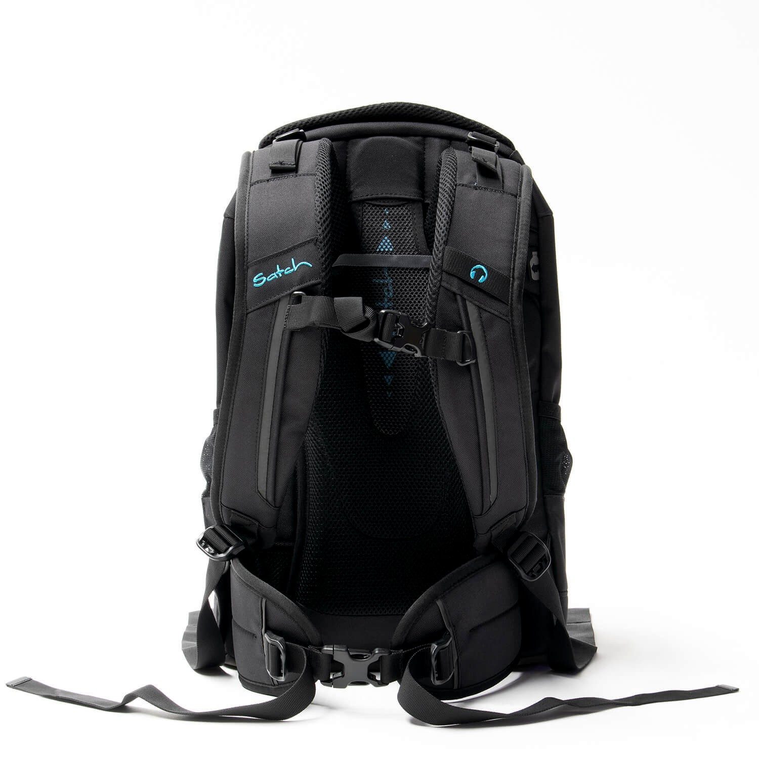 Satch Schulranzen Schulrucksack-Set PACK Black Bounce 2-teilig (2-teilig), Laptop-Fach, Your-Size-System, Schulranzen