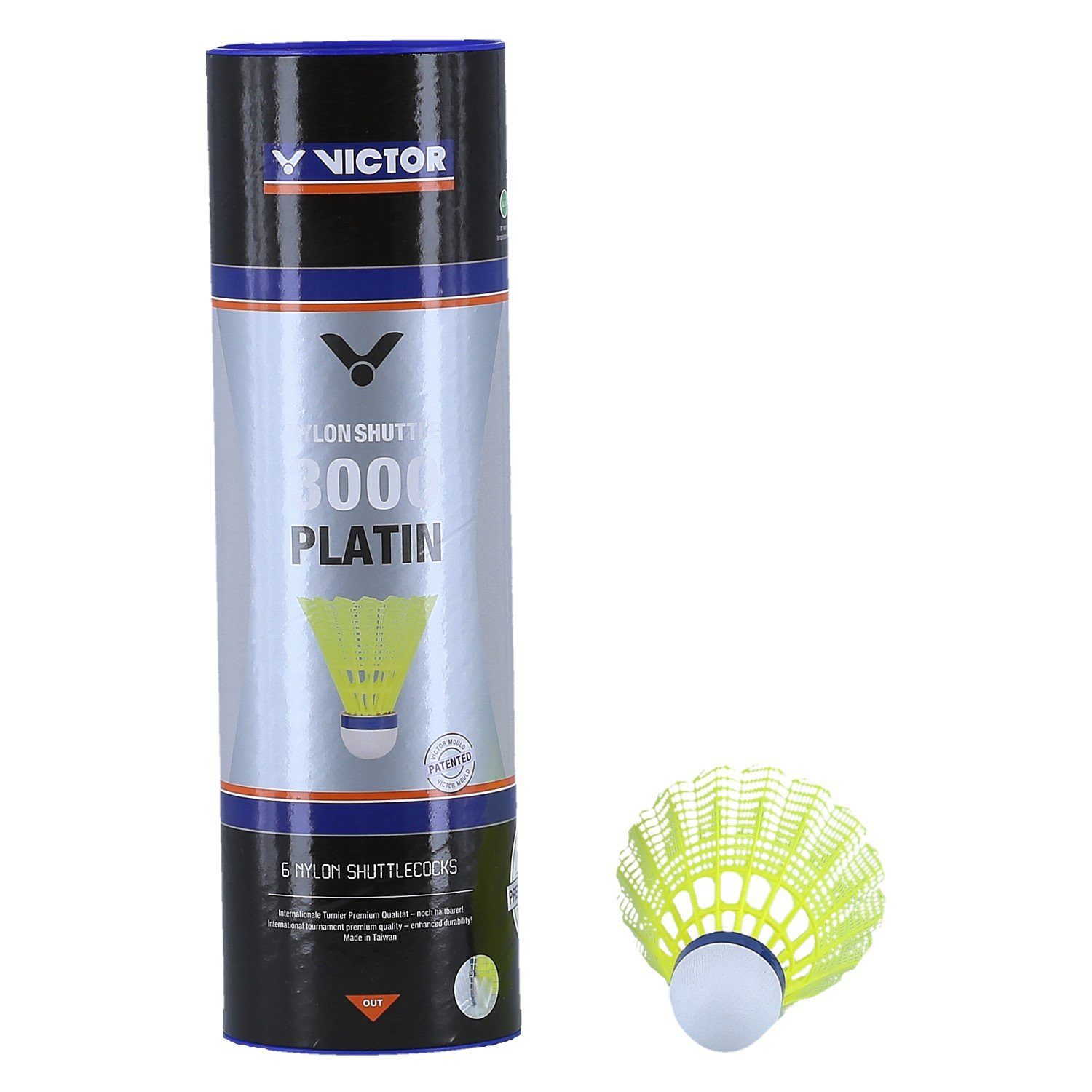 Badmintonball Shuttle 3000 Nylon Dose gelb 6er