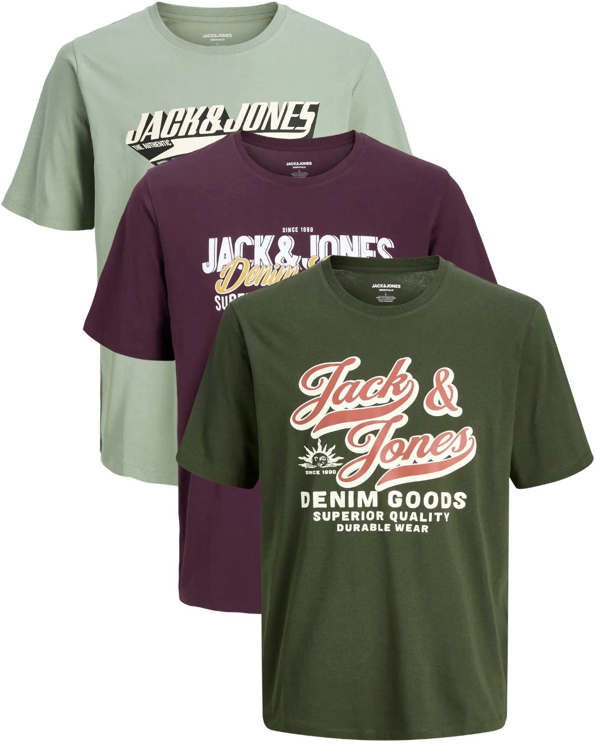 Jack & Jones PlusSize Print-Shirt (Spar-Set, 3er-Pack) Big Size Shirt Überg günstig online kaufen