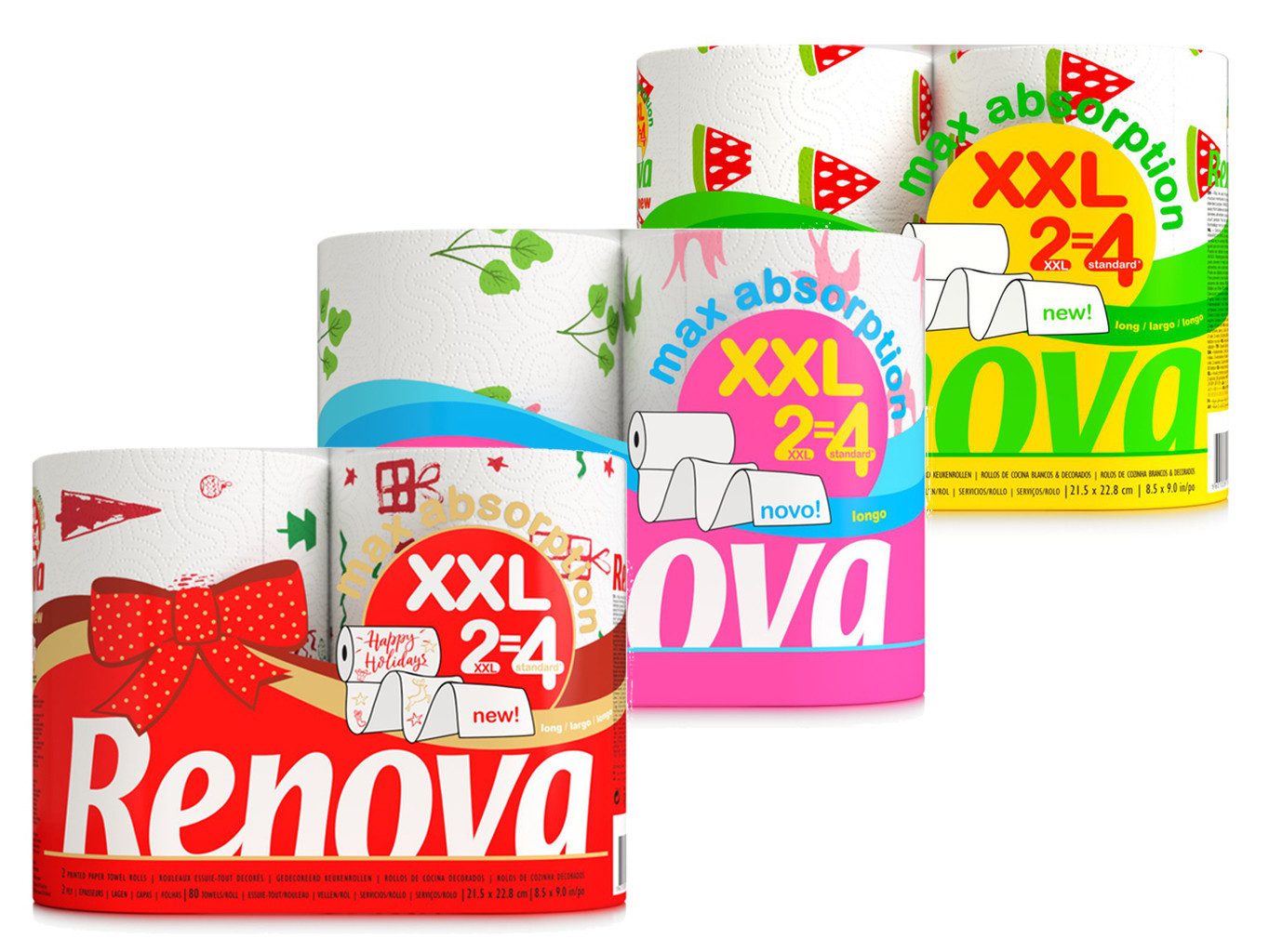 Renova Papierküchenrolle XXL Motivmix (Packung 6-St), bedruckt