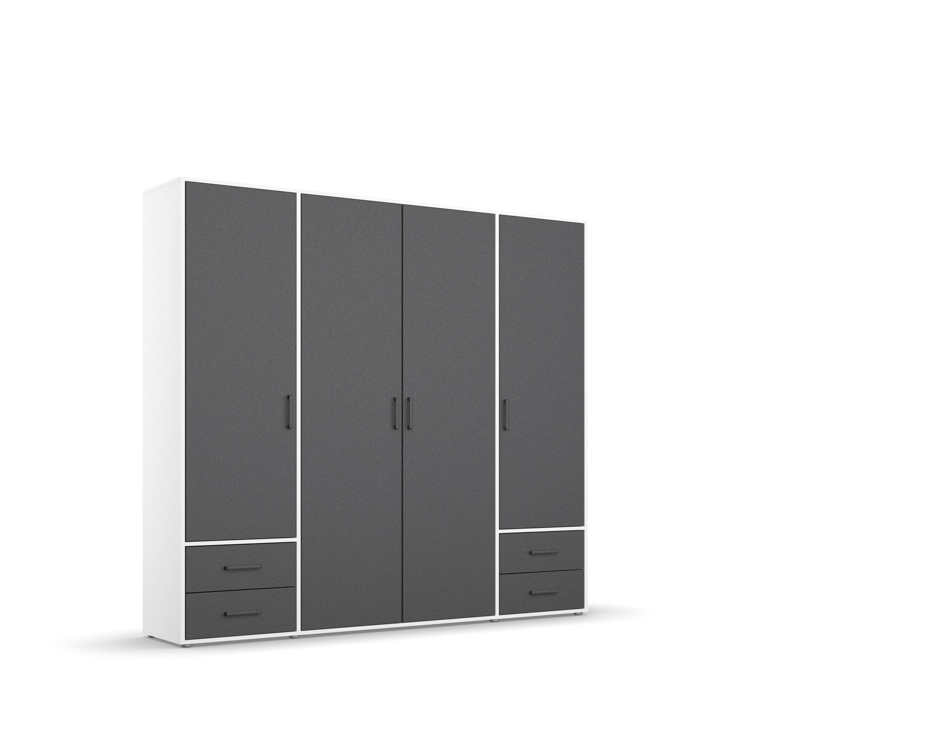 freiraum Drehtürenschrank Voyager 4 Schübe, 5 Böden, 1 Stange, grau metallic / weiß - 187x194x53 (BxHxT)