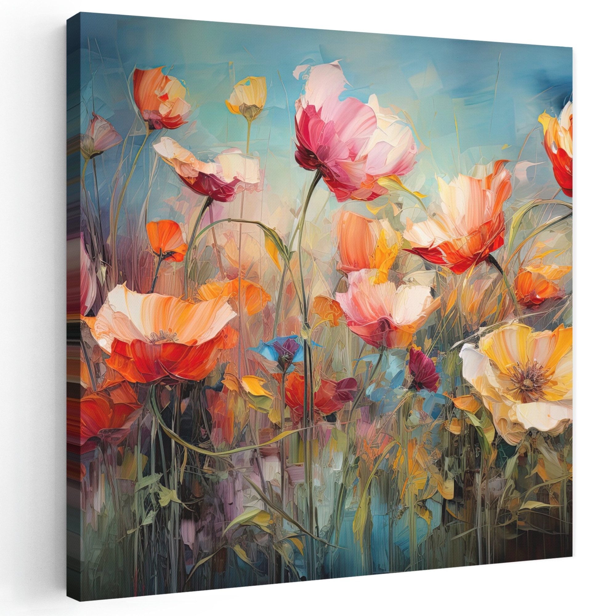 OneMillionCanvasses® Leinwandbild Blumen - Aquarell - Kunst - Botanisch - Natur, Fotodruck (1 St), Wandbild, Deko Schlafzimmer Wohnzimmer Flur 20x20 cm