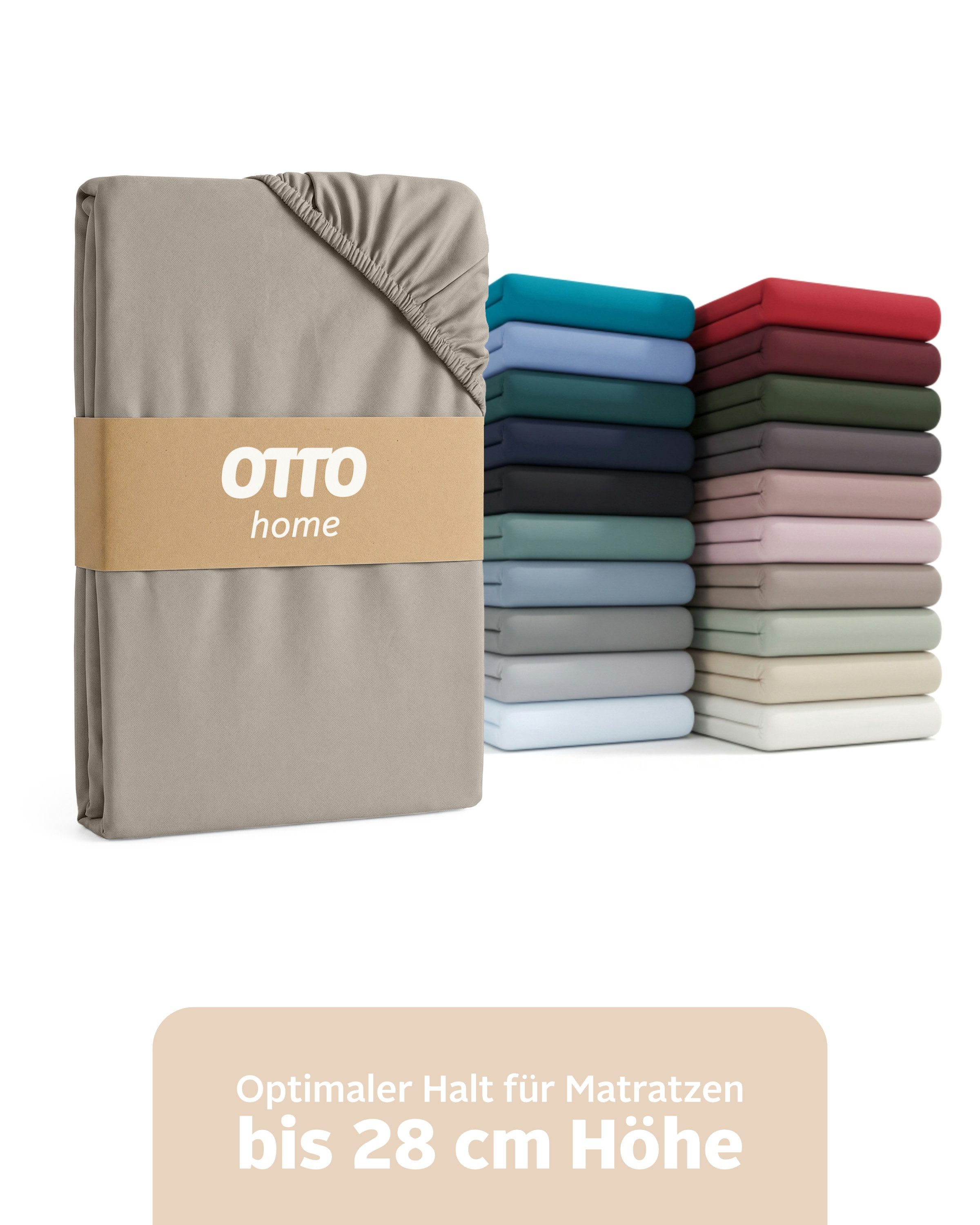 OTTO home Spannbettlaken BLACKBERRY in PREMIUM und BASIC Qualität, 100% Baumwolle, Jersey (160 g/m), Gummizug: rundum, (1 Stück), für hohe Matratzen bis 28 cm, Bettlaken, Spannbetttuch, Boxspring