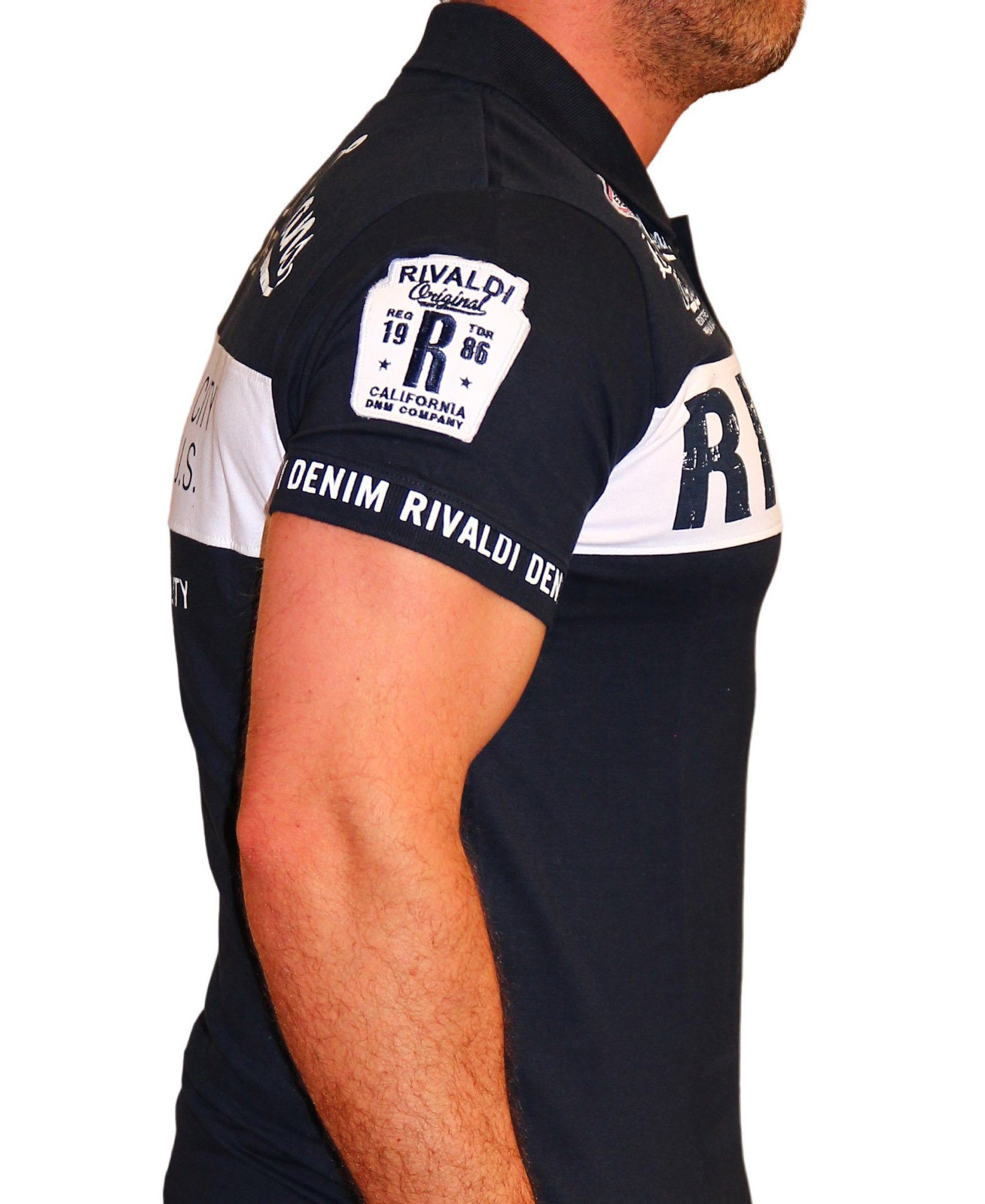 Kragen T-Shirt V-Neck kurzarm RMK Polo-Shirt Herren Slim-Fit V-Kragen Urlaub Navy