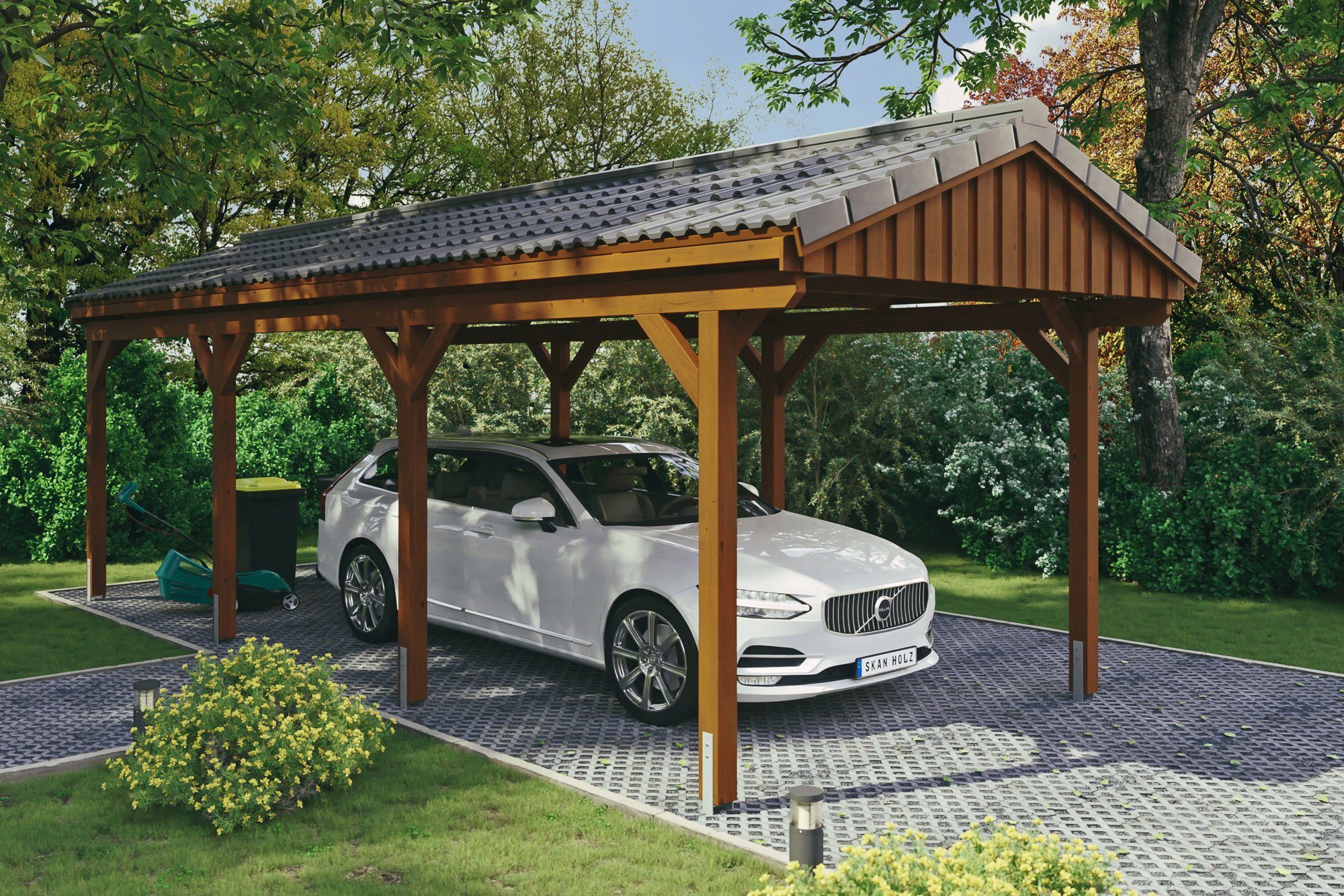 Super günstiger Verkauf Skanholz Einzelcarport BxT: 317x808 cm, Einfahrtshöhe, mit Dachlattung Fichtelberg, cm 273