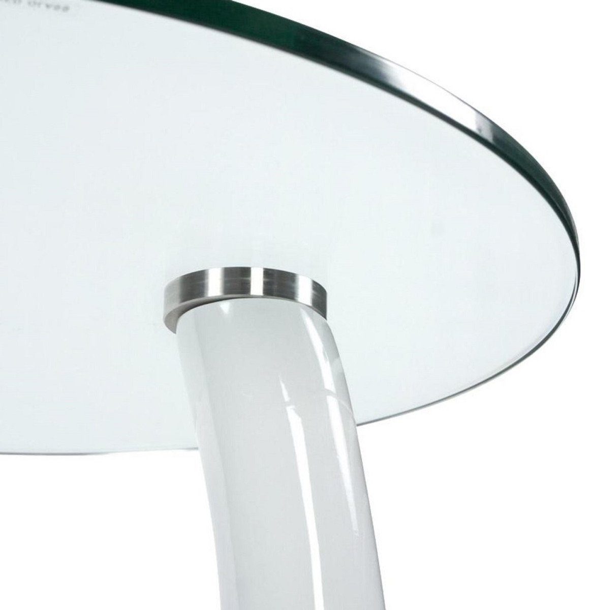 Casa Padrino Moderner - Tisch Ø Weiß Beistelltisch mit x H. Designermöbel 54 Beistelltisch runder cm 45 Glasplatte - Fiberglas