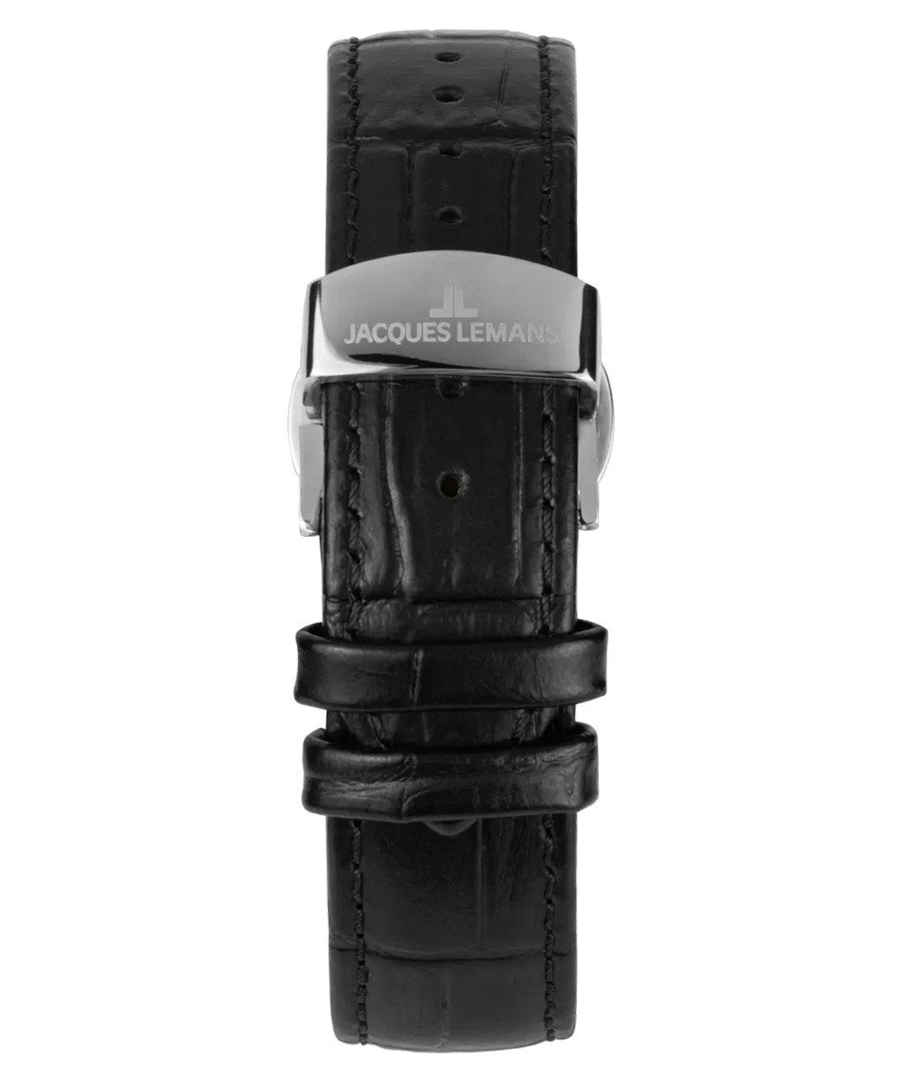 Jacques Lemans Quarzuhr 1-2216C, Damenuhr London mit Lederband Schwarz