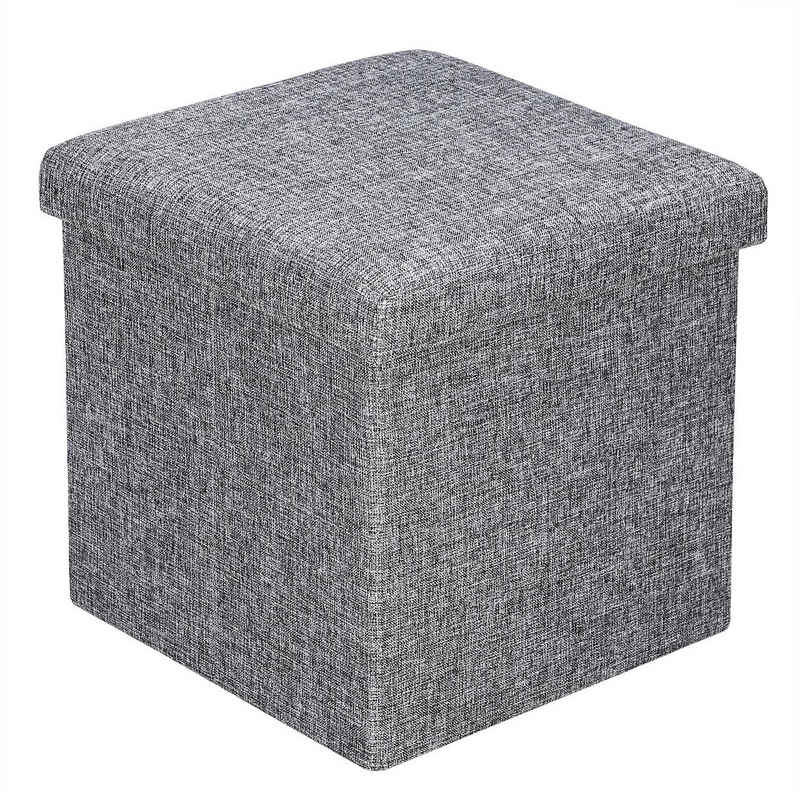 Casaria Sitzhocker, mit Stauraum Grau Faltbar Deckel Stoff Gepolstert 40x40x40cm Klein