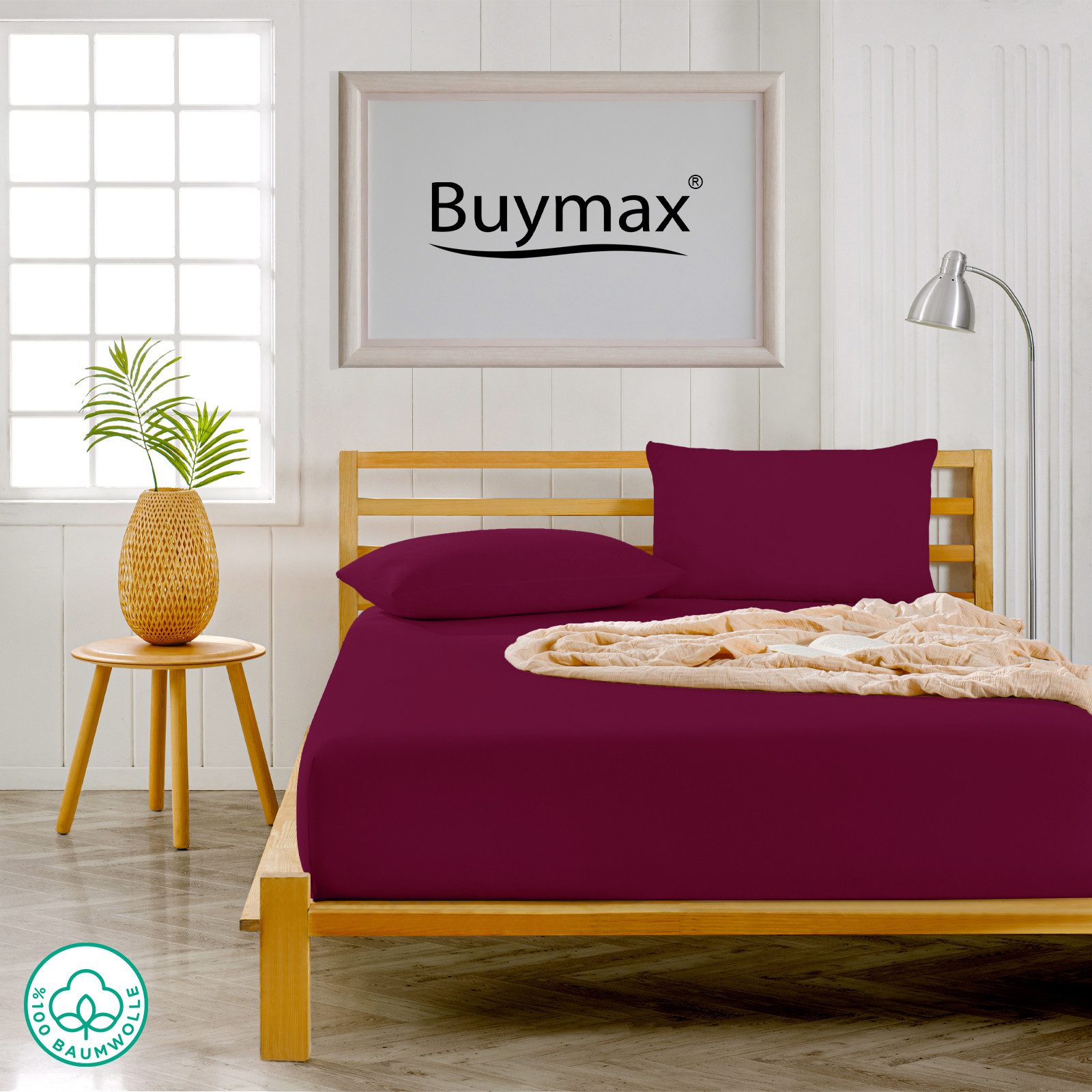 Buymax Kissenbezüge Kissenbezug 100% Baumwolle Premium Jersey, (2 Stück), Kissenhüllen, Reißverschluss, atmungsaktiv, unifarben, einfarbig