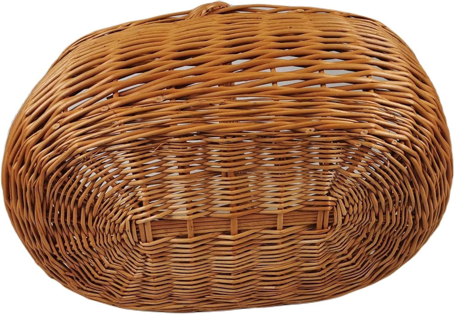 natuleo by pokuc Flaschenkorb Einkaufskorb aus Weide Groß Oval Braun 55x37x42 cm