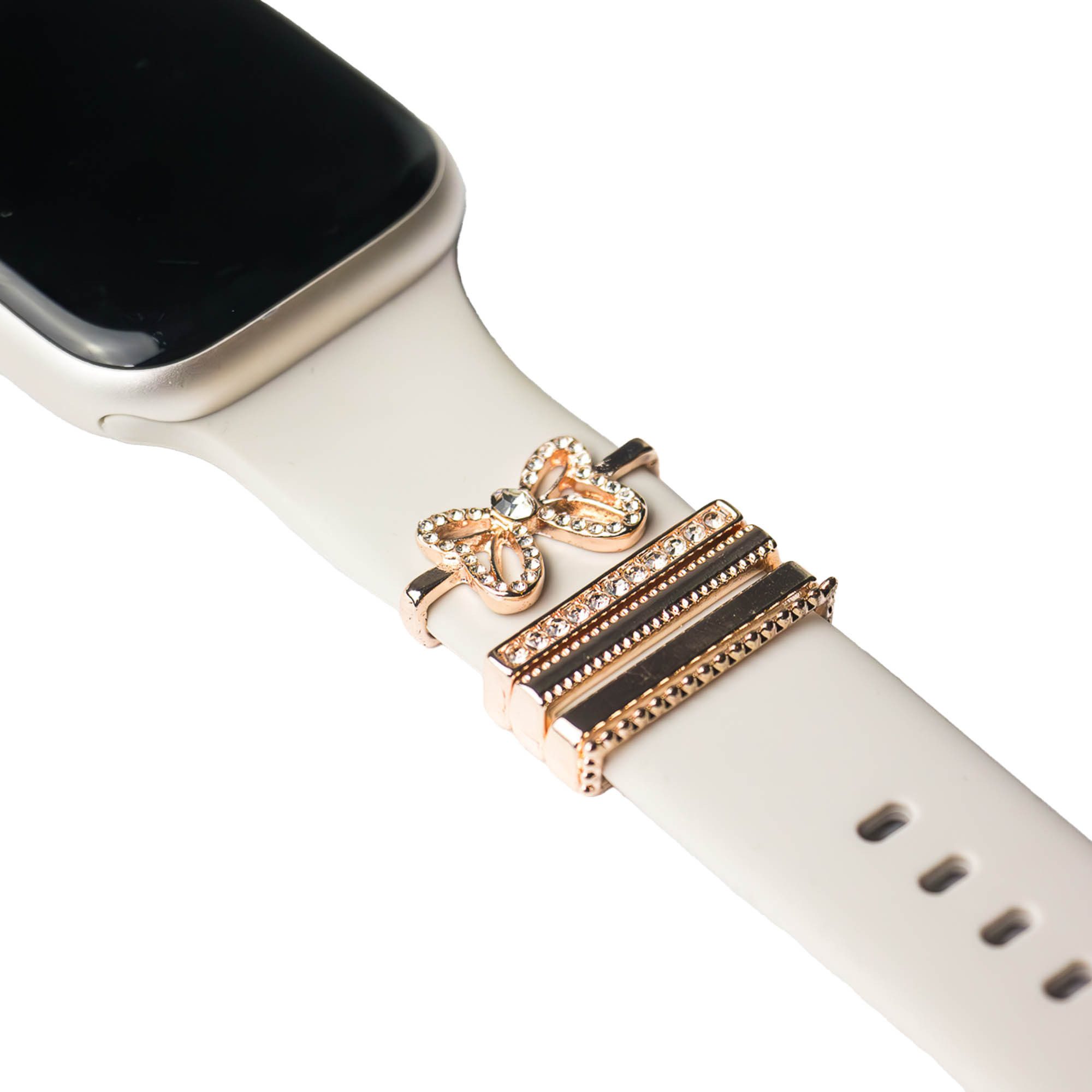ARTVALL Smartwatch-Armband Apple Watch Charms Set 38/40/41mm & 42/44/45/49mm, Watch Band Charms Schleife & Glitzer Rosegold