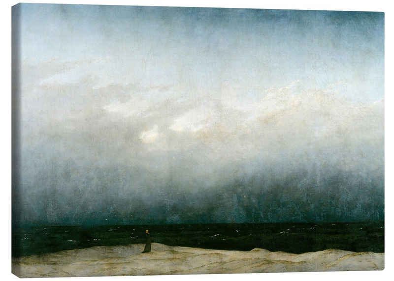 Posterlounge Leinwandbild Caspar David Friedrich, Der Mönch am Meer, Wohnzimmer Malerei