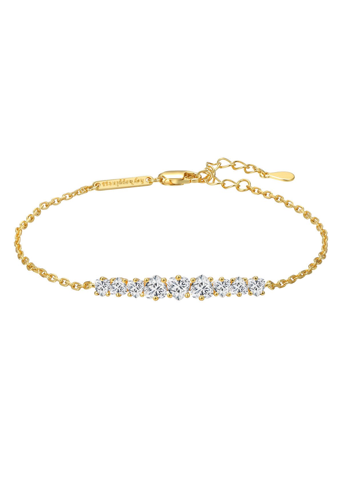 Hey Happiness Tennisarmband Kristalle Herz/ Kreis, zur Auswahl, 925er Silber Damen Armkette Zirkonia, Brautschmuck