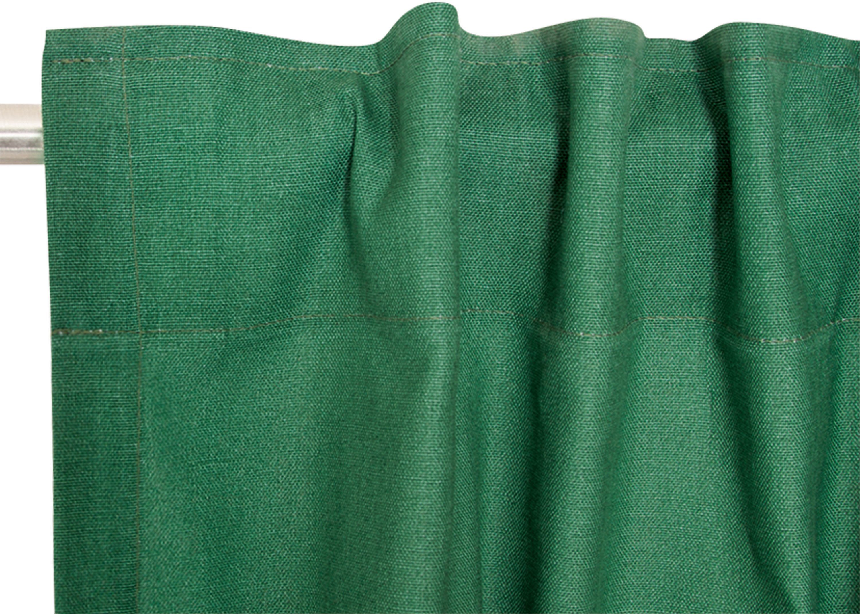 Vorhang Neo, Esprit, (1 Schlaufen blickdicht, Baumwolle, blickdicht aus nachhaltiger verdeckte St), grün/green/dunkelgrün