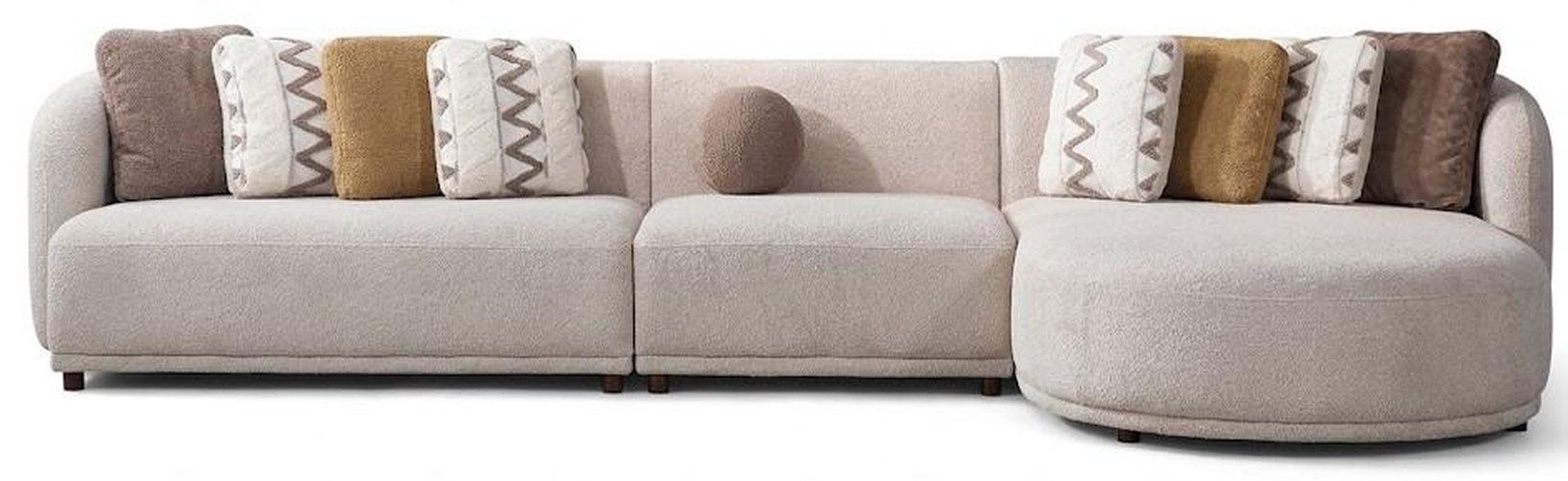 Xlmoebel Ecksofa Ecksofa L Form Beige Stil Modern geräumig bequem komfortabel, 3 Teile