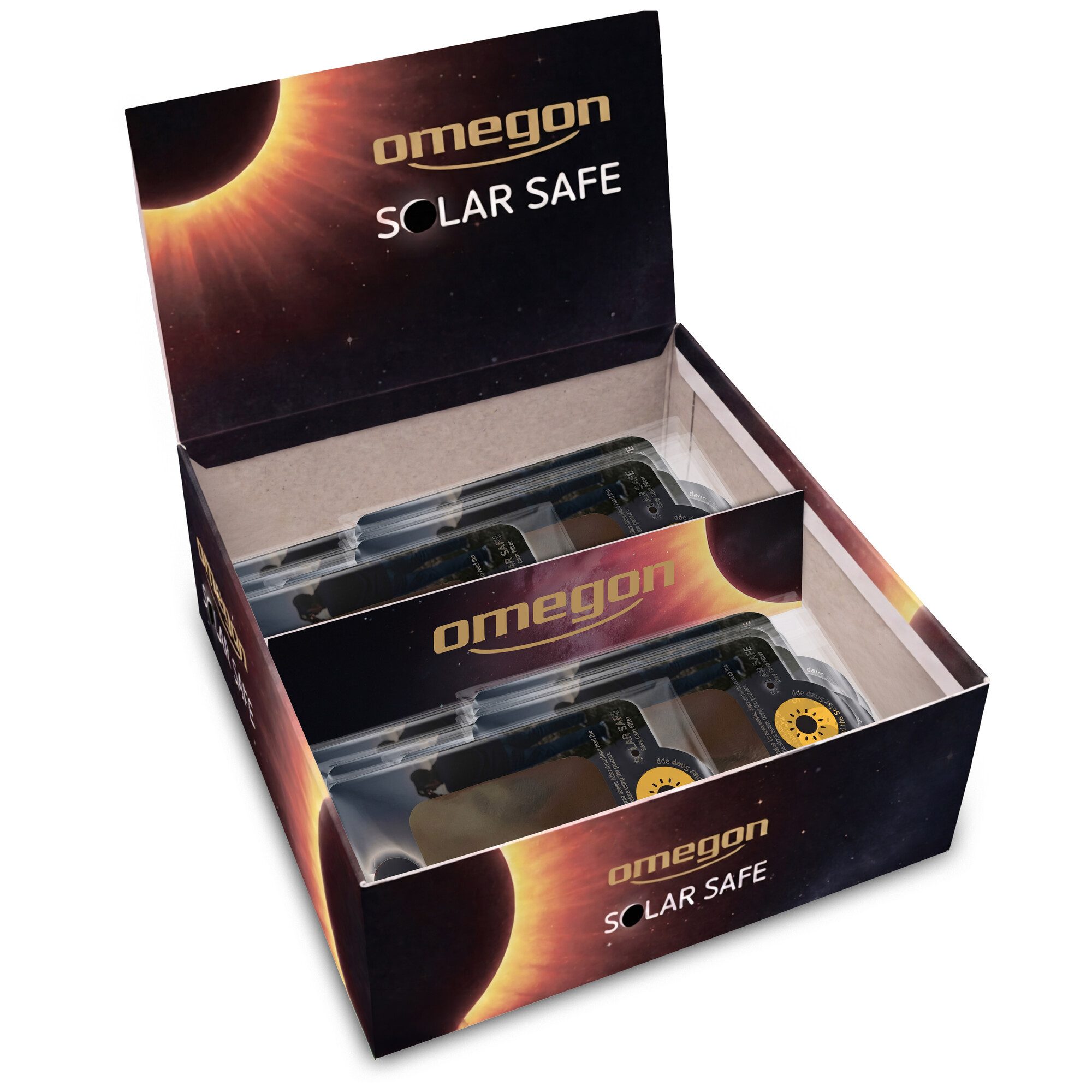 Omegon Teleskop Omegon Sonnenfilter Solar Safe Easy Cam Filter im Display mit 50 Stück