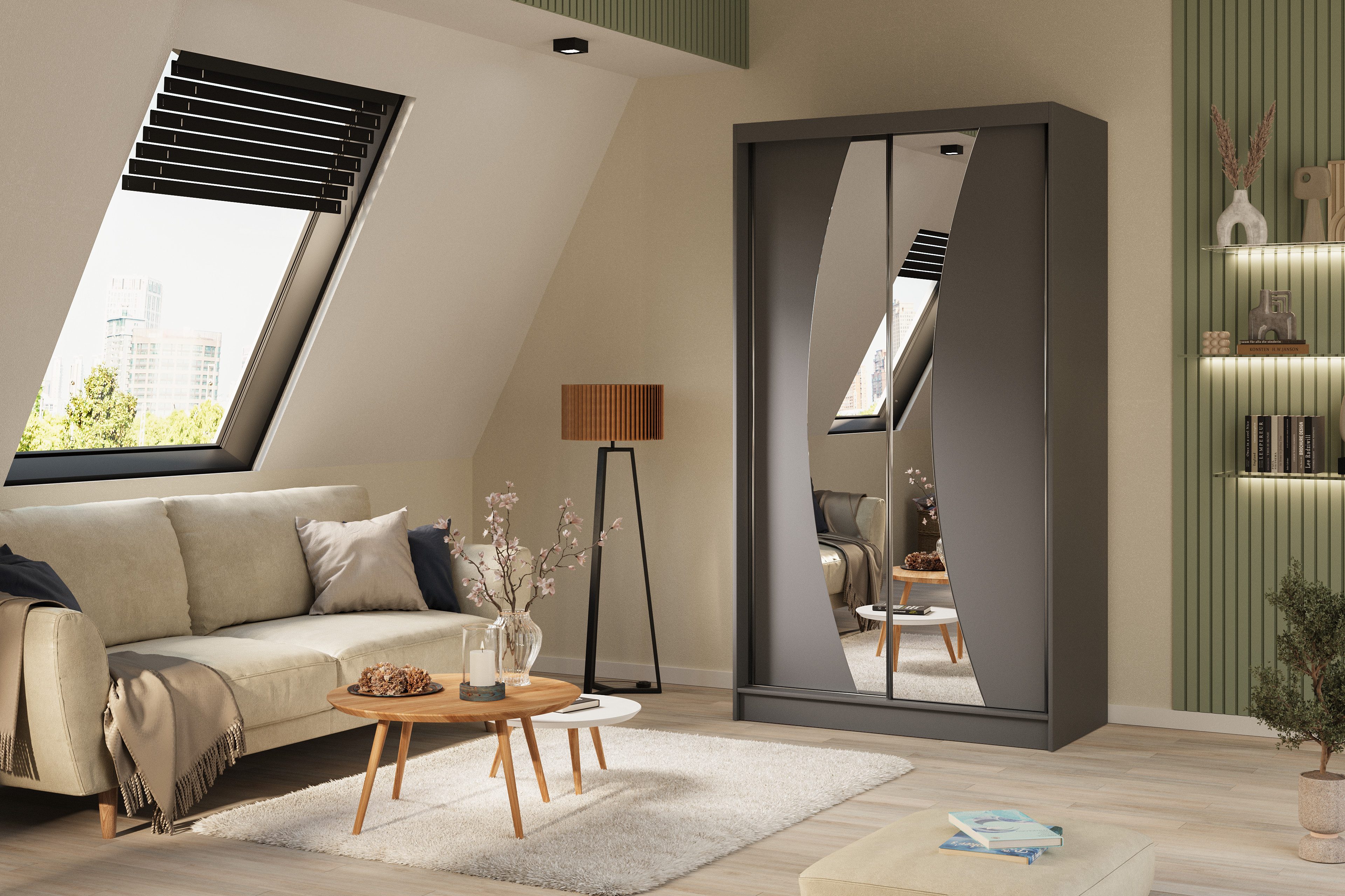 Beautysofa Kleiderschrank Vox mi Schiebtüren günstig online kaufen