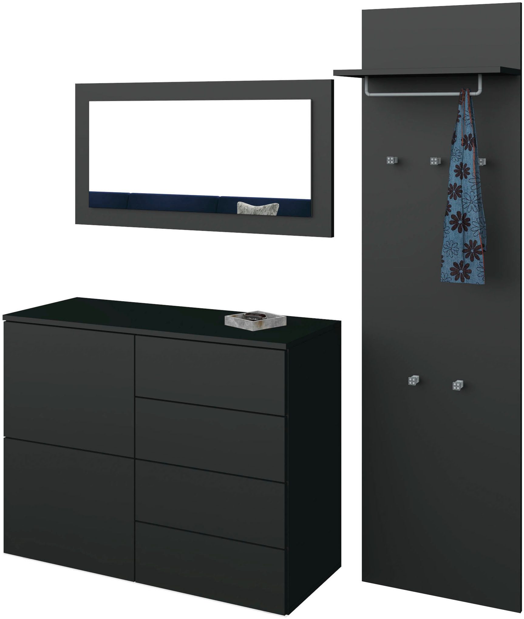 borchardt Möbel Garderoben-Set, (3-St), Drucköffner (Push-To-Open), höhenverstellbare Einlegeböden