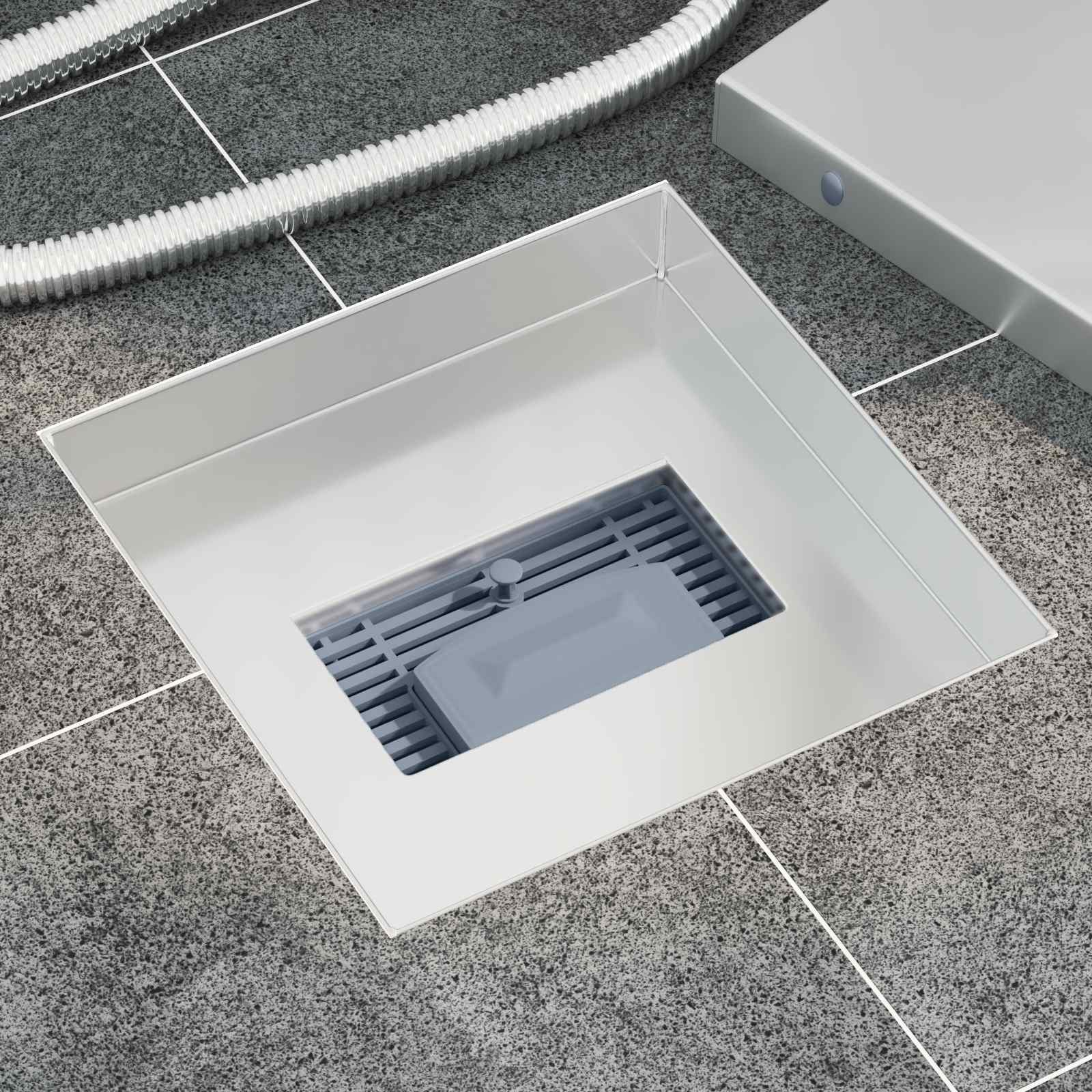 vidaXL Duschrinne 2 in 1 Duschabfluss Silber 20 x 20 cm Edelstahl 304, 1-St. – Bild 3 von 5