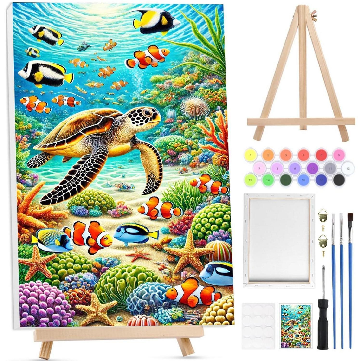LuxusKollektion Kreativset Malen nach Zahlen Ozean 20x30cm mit Staffelei