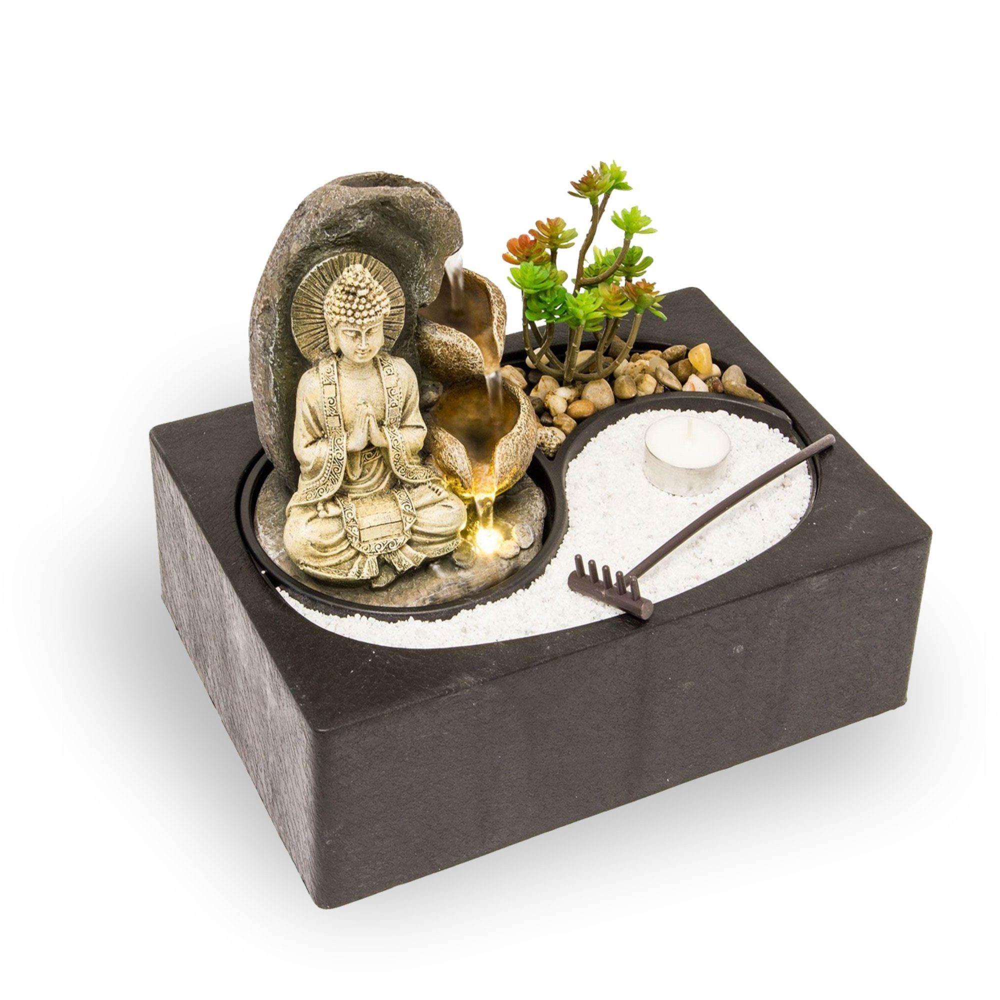 Lemodo Zimmerbrunnen Tischbrunnen mit Zen-Garten, Pumpe günstig online kaufen