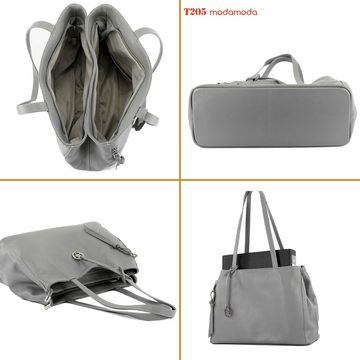 modamoda de Schultertasche T205, Echtleder Handmade in Italy