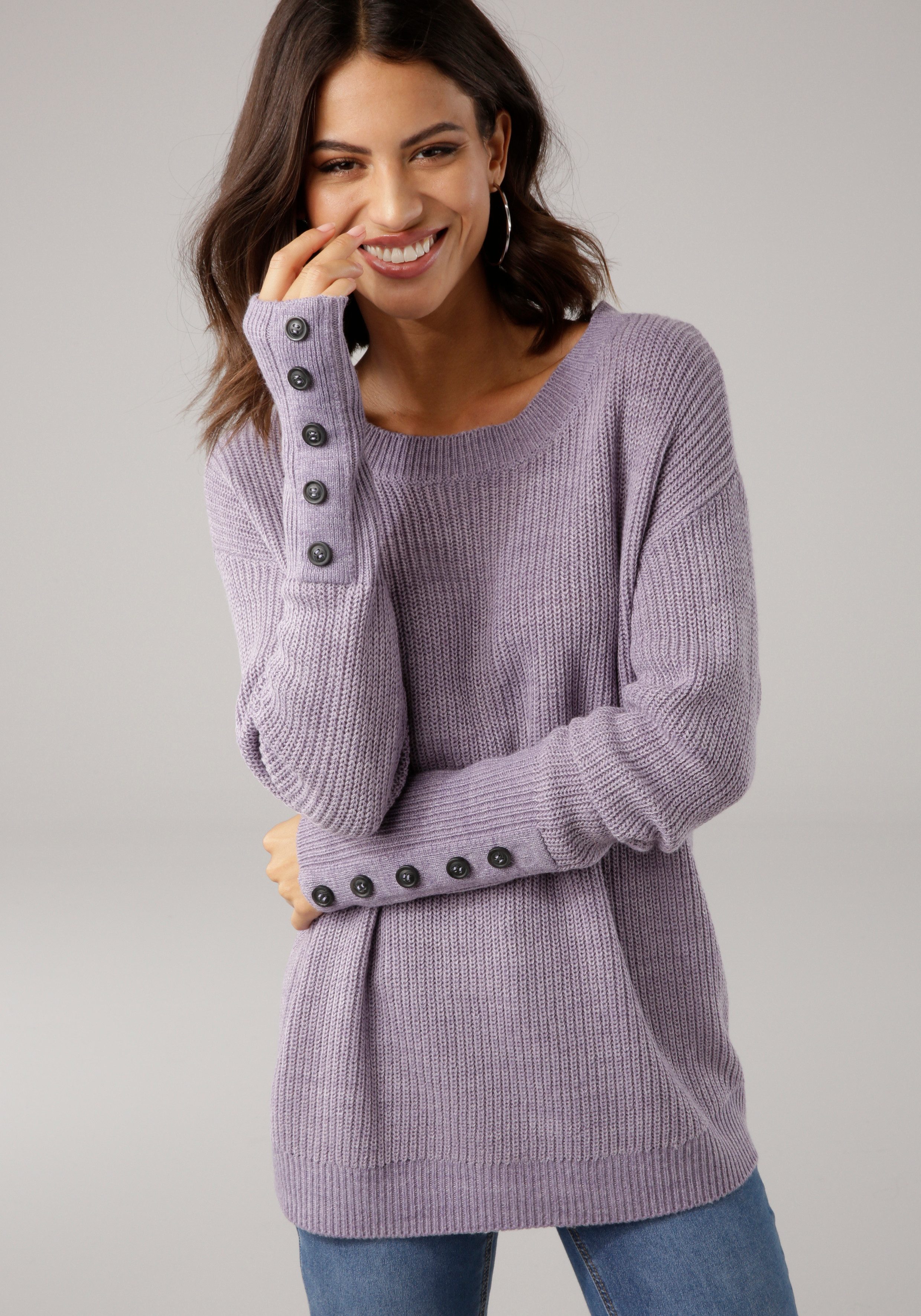 Laura Scott Strickpullover mit Zierknöpfen günstig online kaufen
