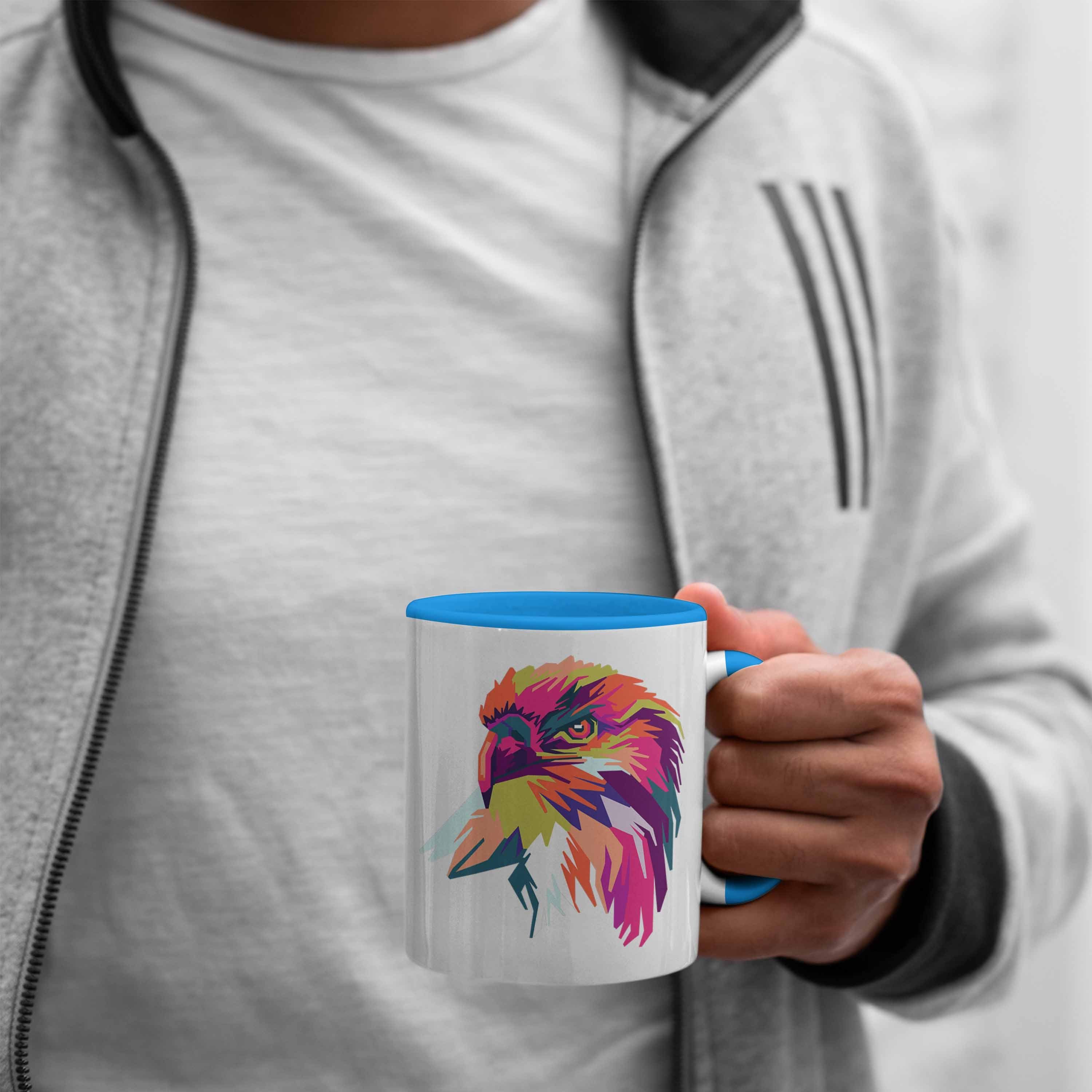 Blau Kaffeetasse Tasse Adler - Trendation Tasse Trendation Adler-Fans Geschenk Polygon