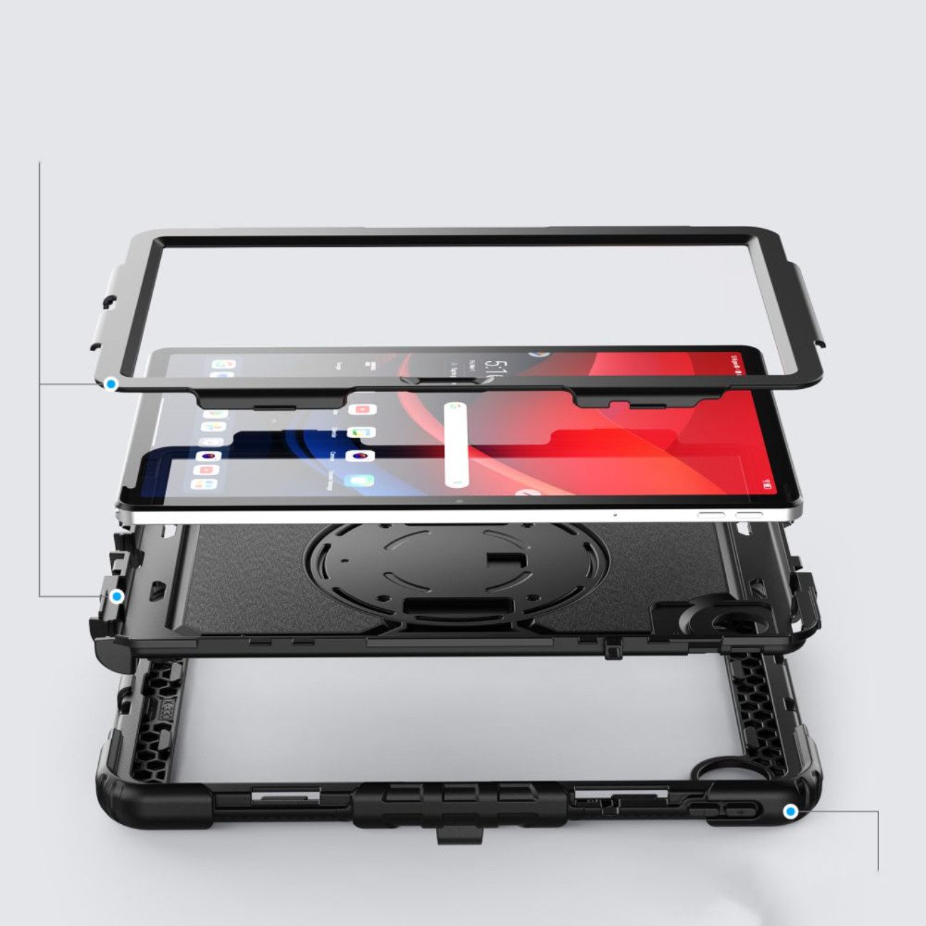 TECH PROTECT Tablet-Hülle, Stoßfeste Hybridhülle mit integriertem 4H-Schutzglas