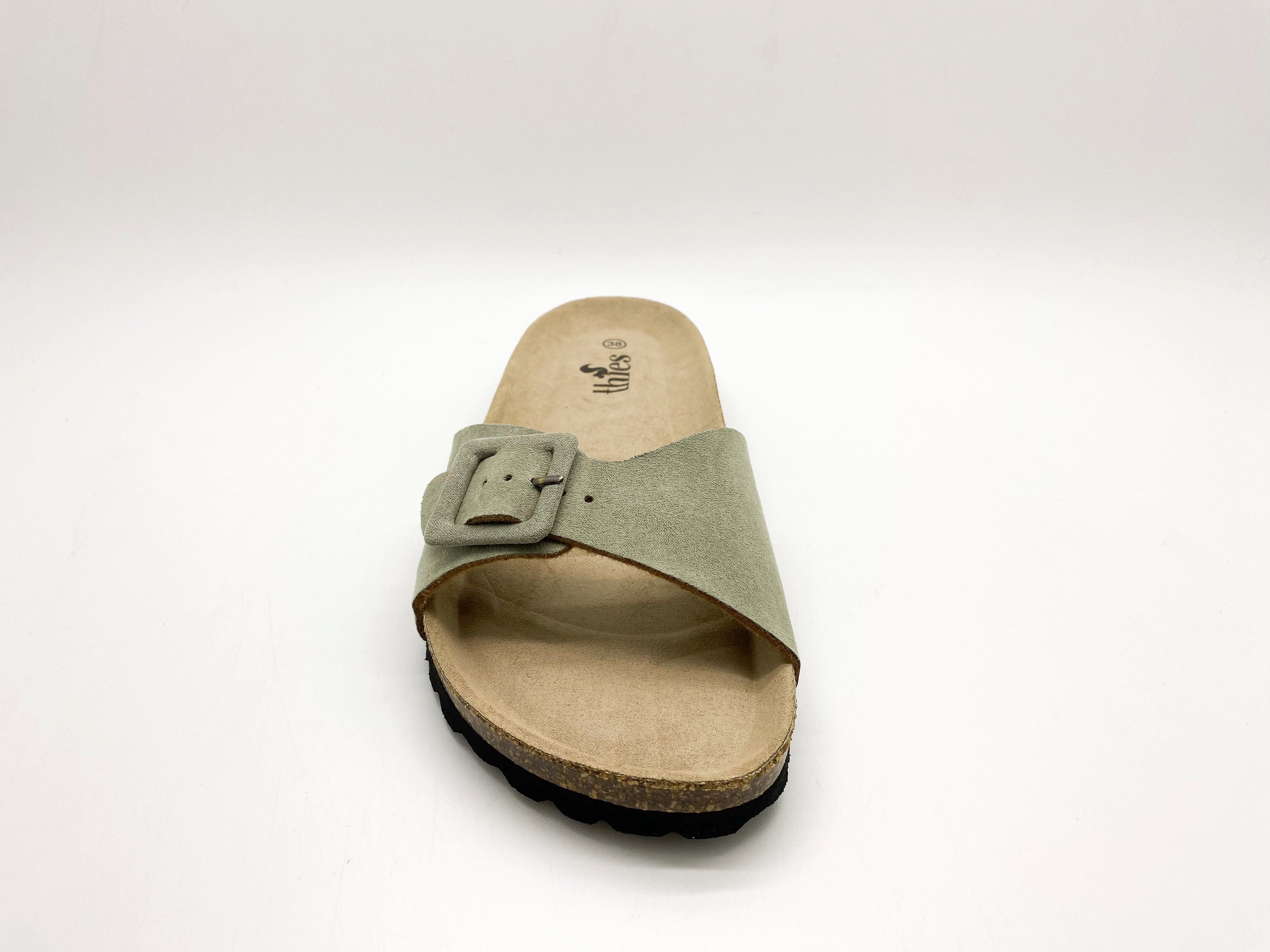 thies Eco Khaki Sandale Bio Vegan Sandal Covered ® Strap 1856