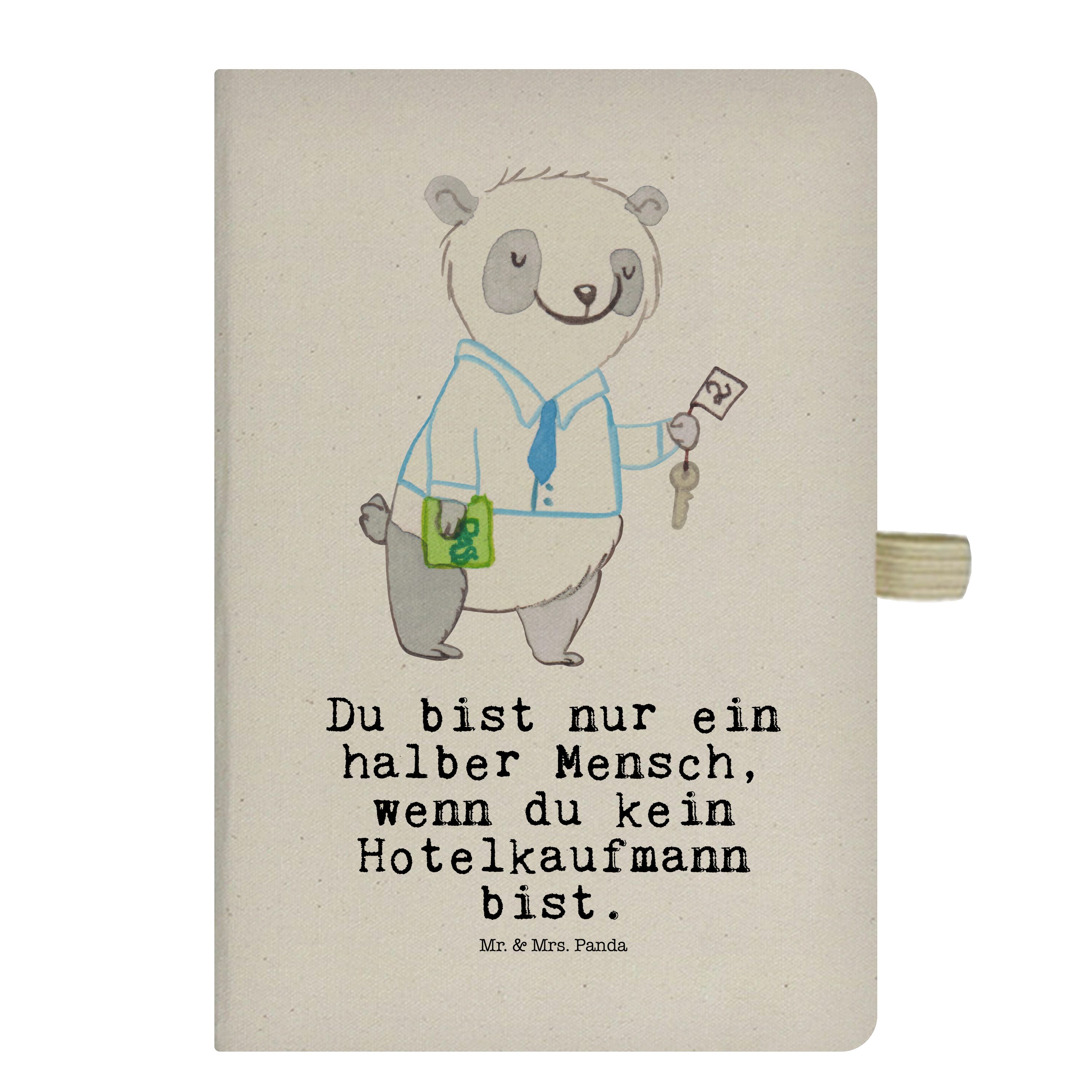 Mrs. Schenke & Mr. Panda & Schreibheft, Hotelkaufmann Panda Herz - Mrs. Notizbuch - Transparent Mr. Geschenk, mit
