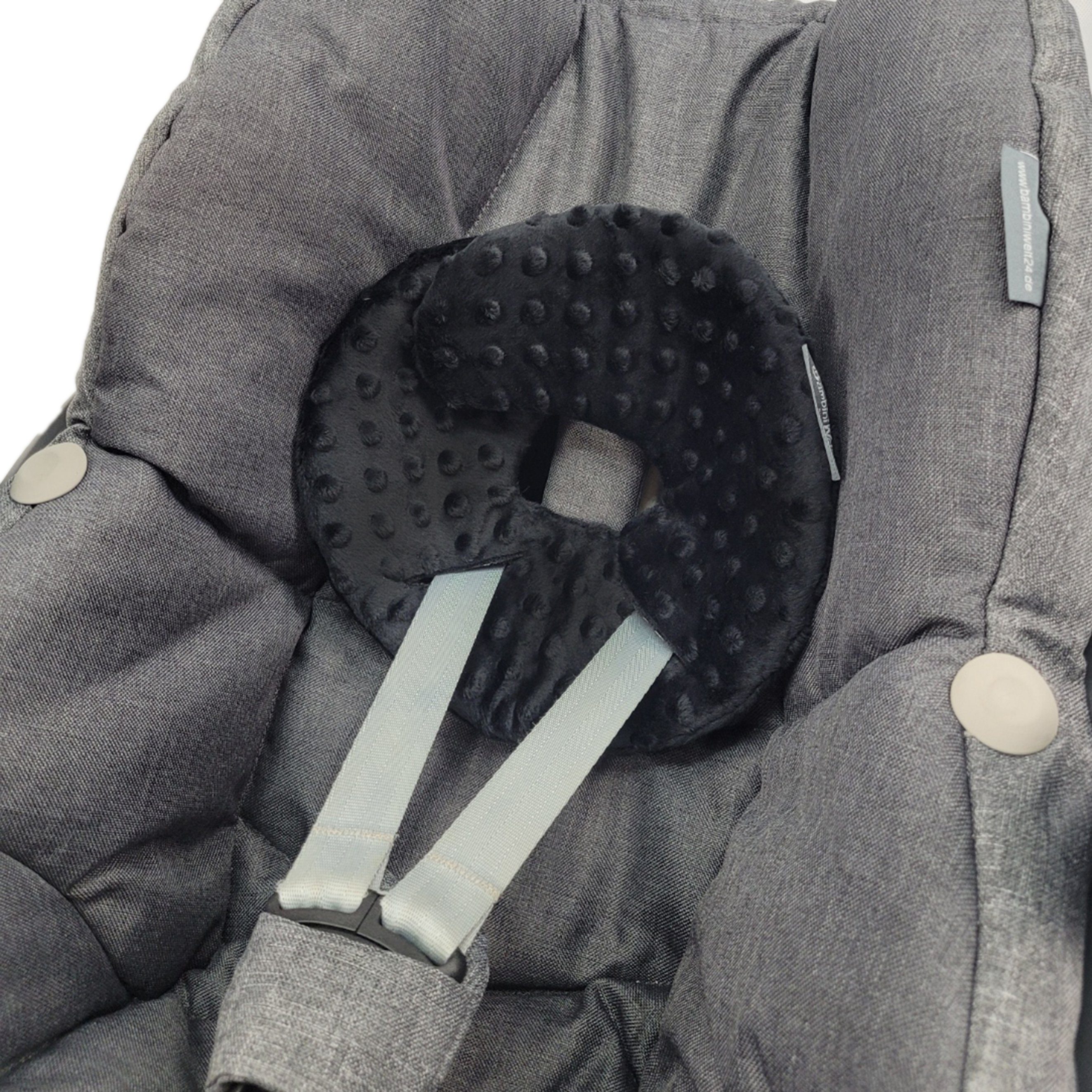 BambiniWelt by Rafael K. Babyschale Kopfpolster für Babyschale kompatibel mit Maxi-Cosi Pebble/Pebble Plus, ab: Geburt, bis: ca. 14 Monate Minky schwarz