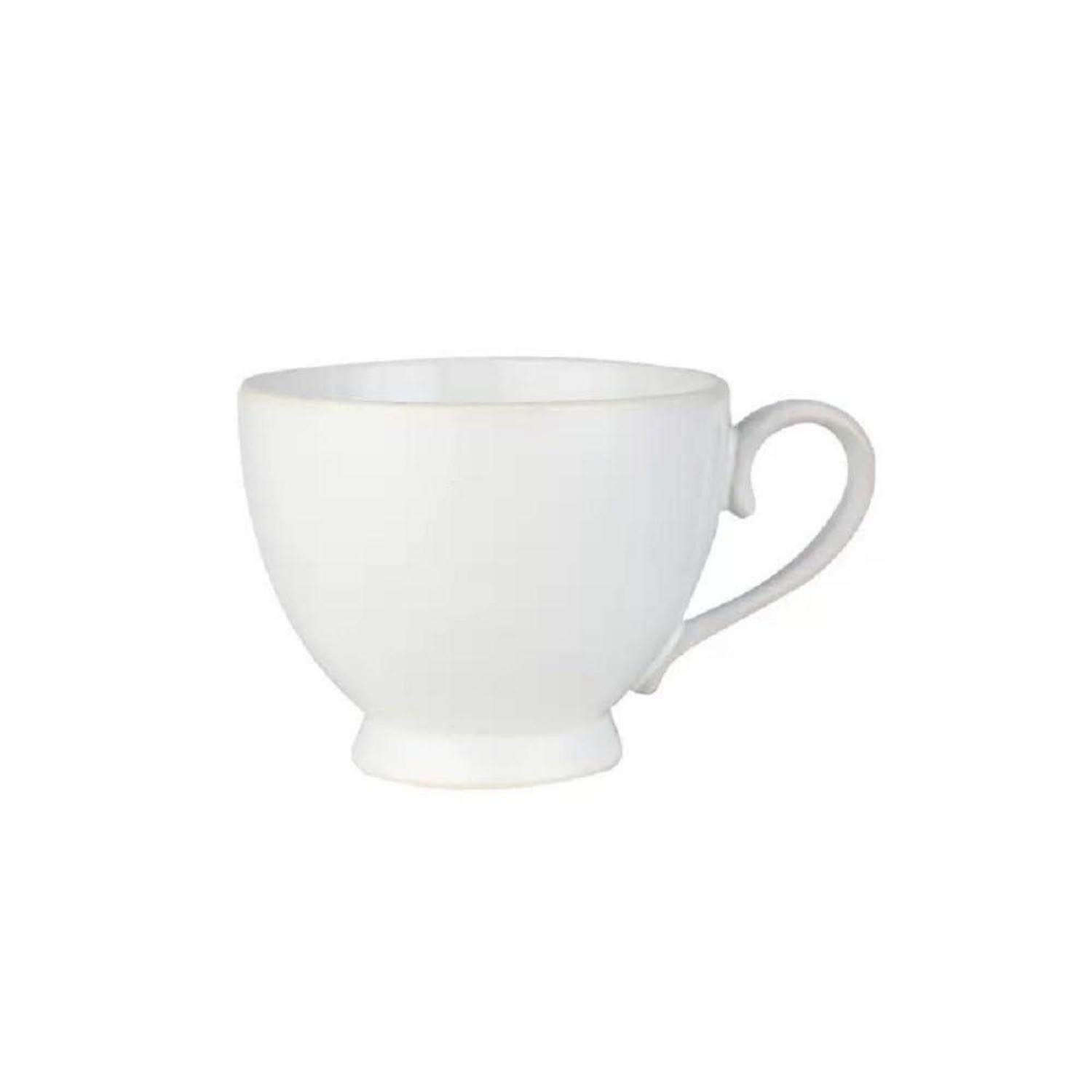 LuxusKollektion Cappuccinotasse Porzellan Kaffeetasse 400ml Vintage Weiß, Keramik
