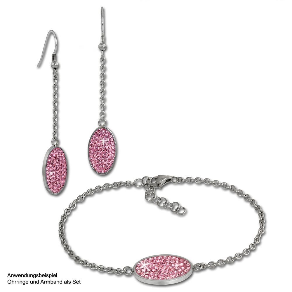 Amello Paar Ohrhänger Amello Ohrringe Edelstahl Ohrhänger Oval (Ohrhänger), Damen Ohrhänger Oval Edelstahl (Stainless Steel), silberfarben, rosa