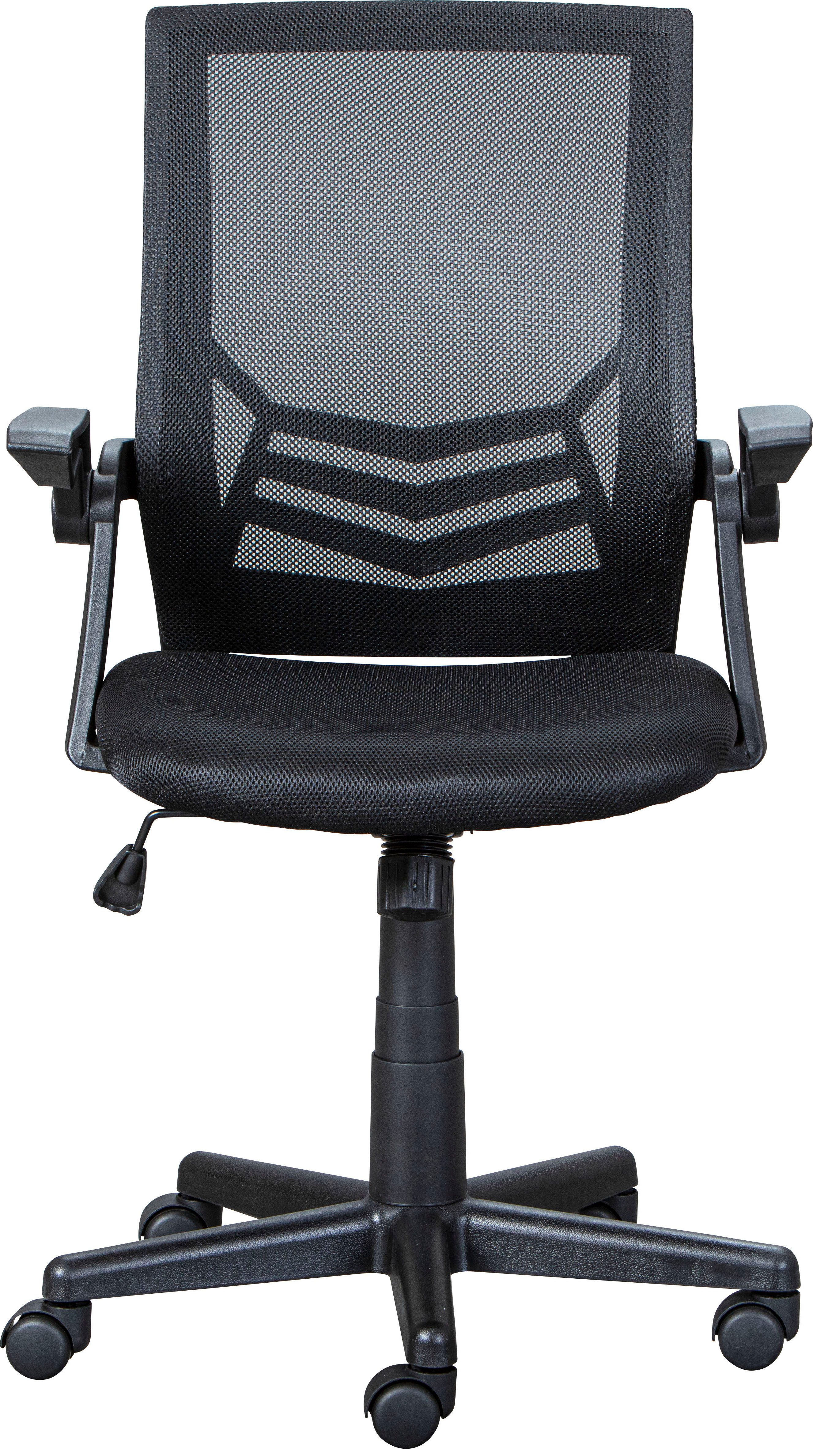 Inter Link Drehstuhl Jilli, Bürostuhl für Homeoffice, ergonomisch, Schwarz, mit rollen und Armlehnen, Drehstuhl 360° drehbar, höhenverstellbar