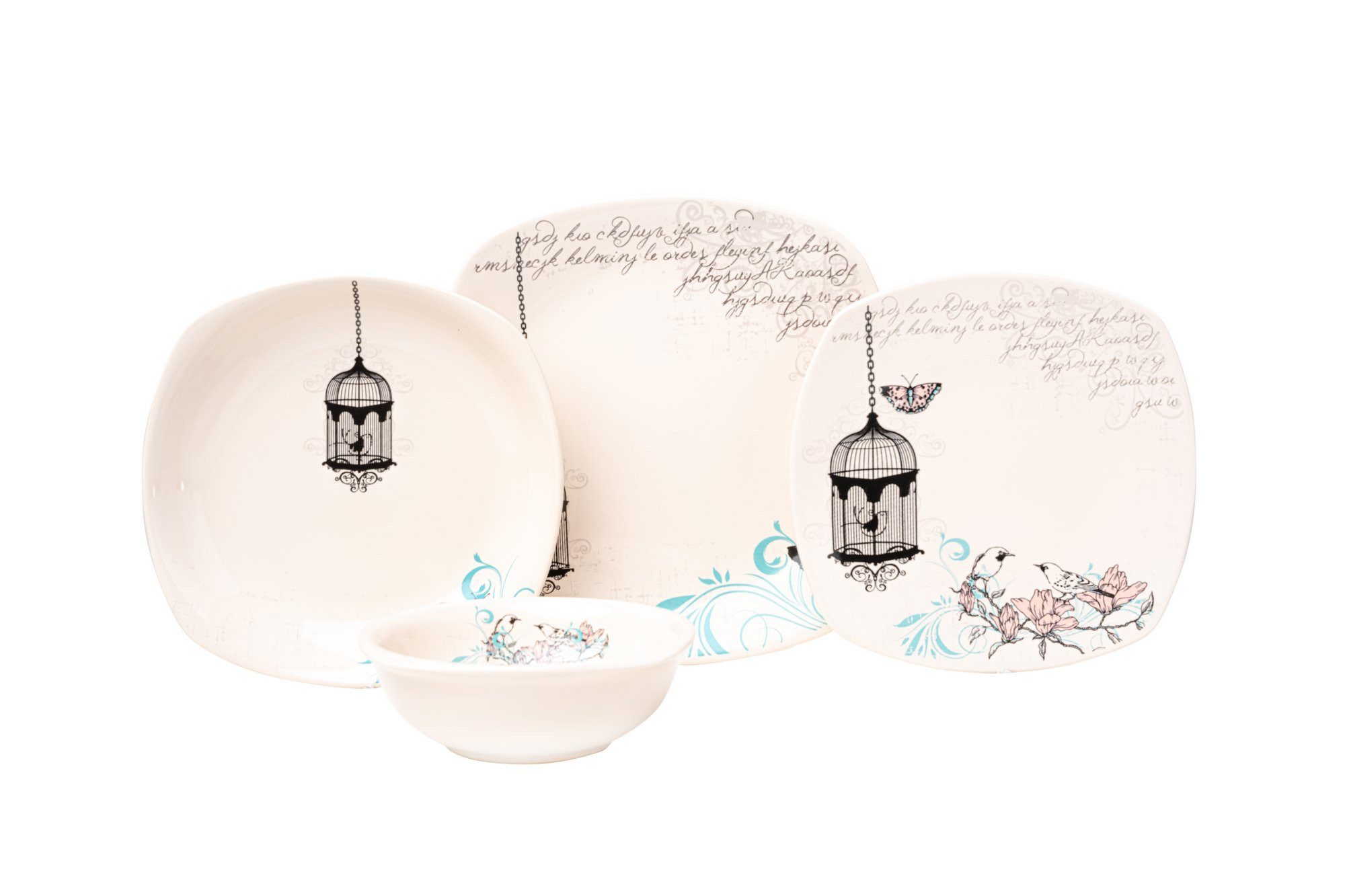 Hermia Concept Teller-Set 100% CERAMIC STONEWARE, 27 x 27 x 27 cm (6 Pieces) M1301 (24-tlg)