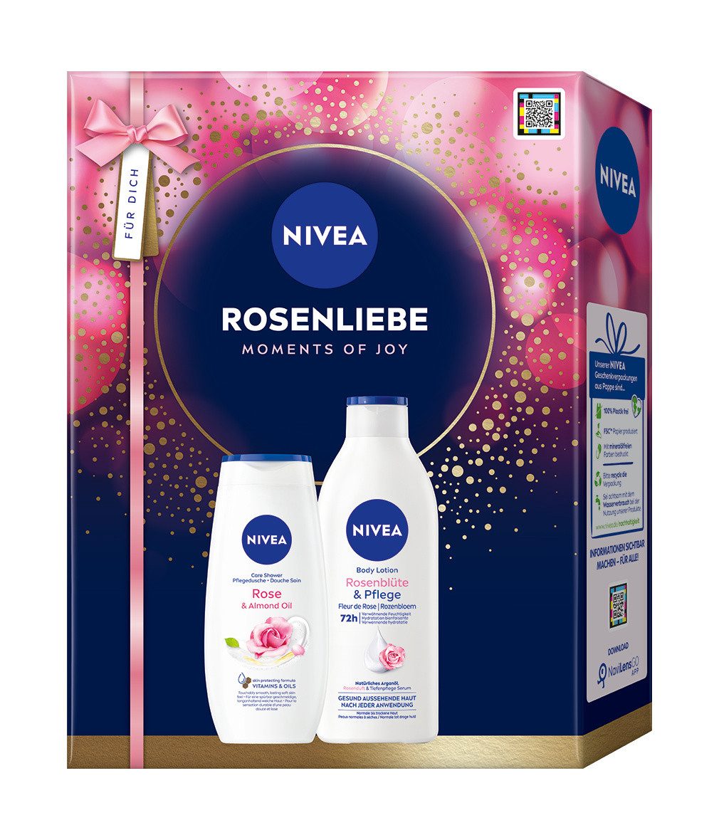 Nivea Pflege-Geschenkset NIVEA Rosenliebe 2 x Geschenkset Duschgel 250 ml und Bodylotion 400ml Set, 4-tlg.