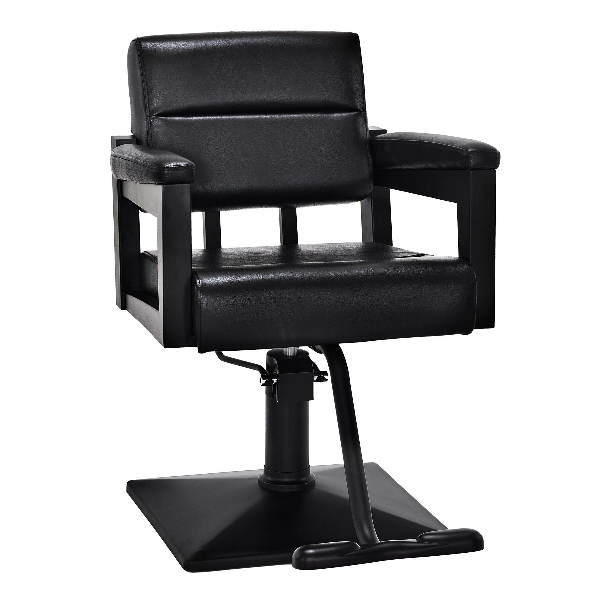 Barberpub Stuhl BarberPub Friseurstuhl Friseureinrichtung 2058 (Schwarz), mit Hydraulikpumpe 360° Drehbar, Höhenverstellbar, PVC Kunstleder