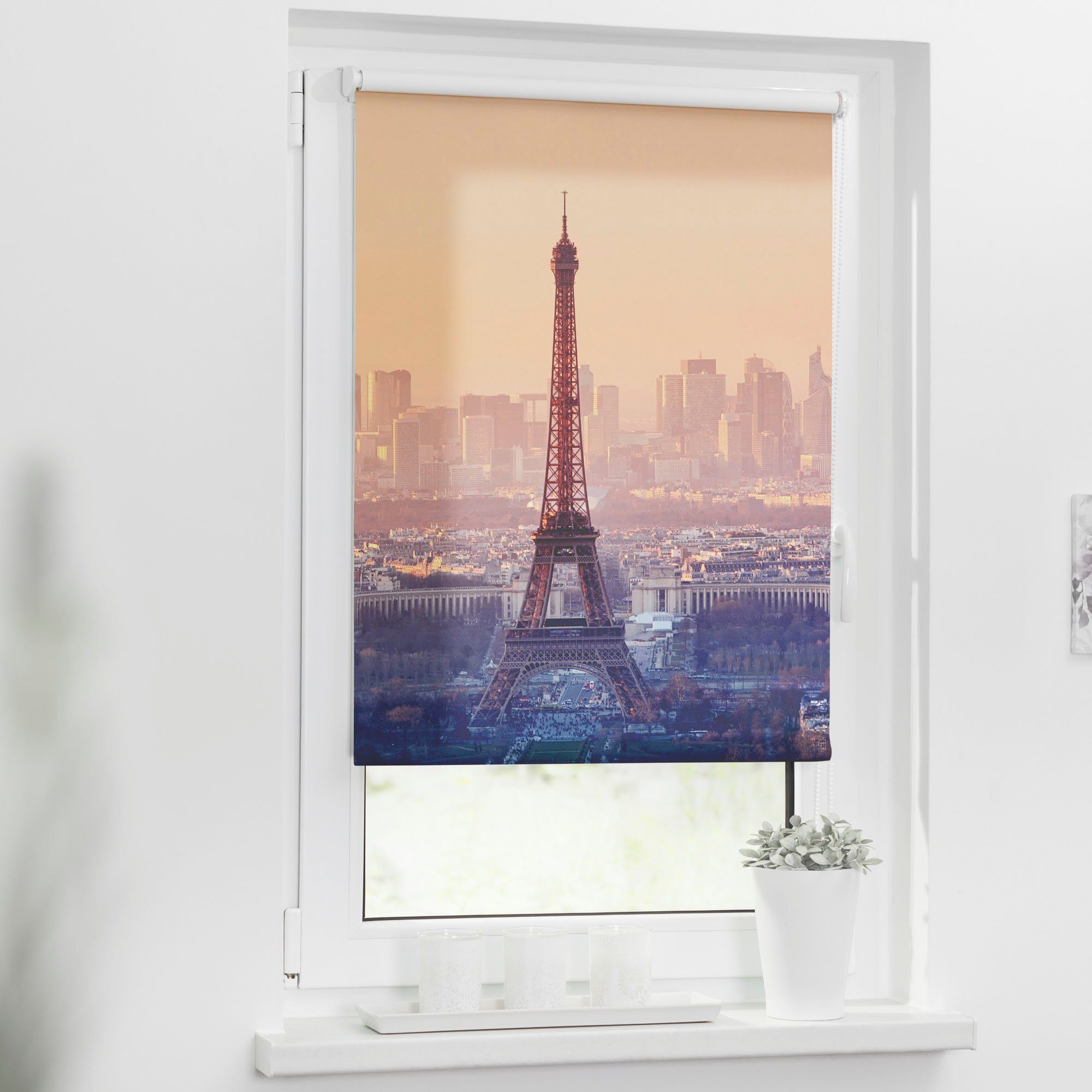 Seitenzugrollo Klemmfix Motiv Eiffelturm, LICHTBLICK ORIGINAL, günstig online kaufen