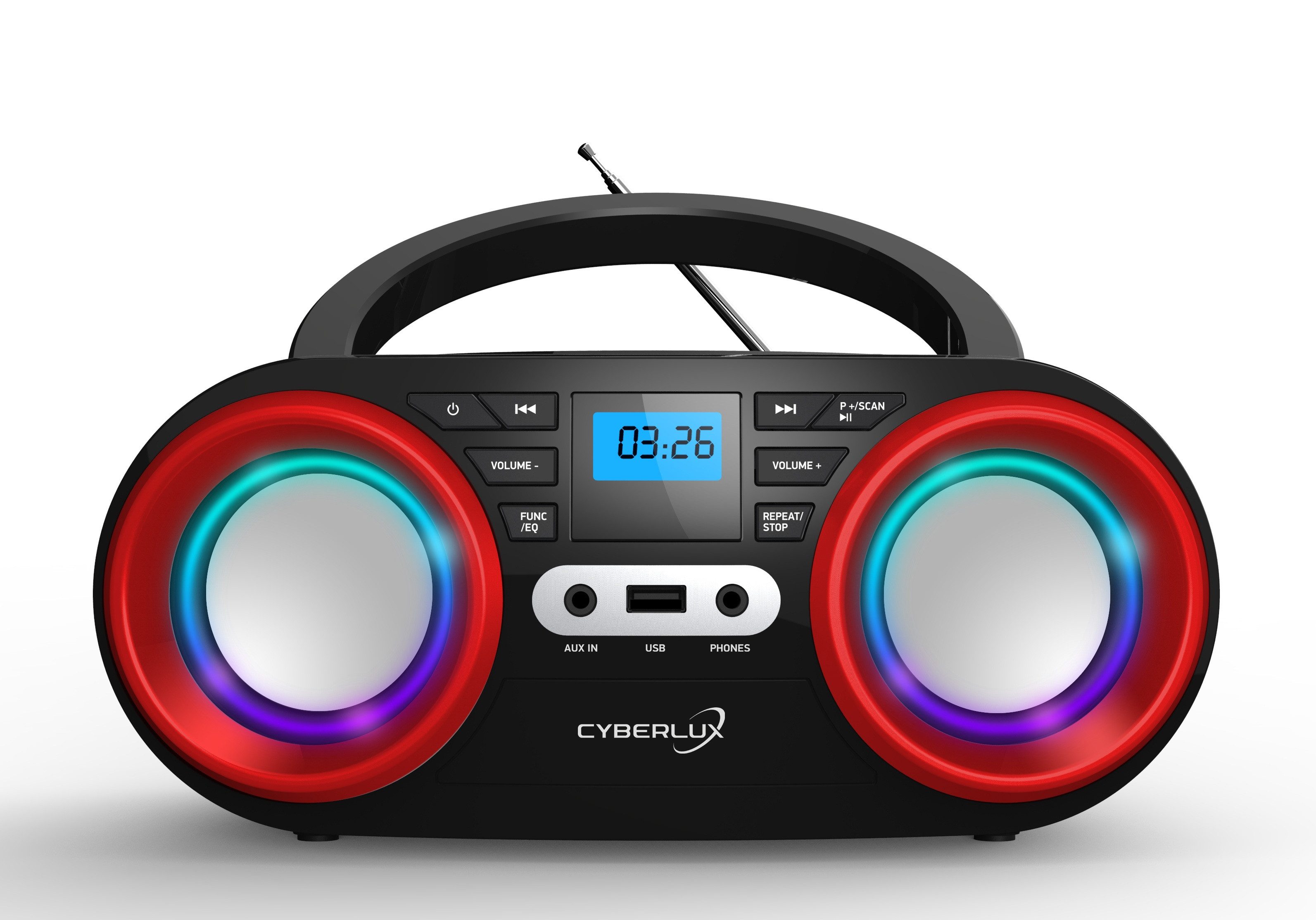 Cyberlux CL-810 tragbarer CD-Player (CD, tragbar,Boombox,LED-Disco-Beleuchtung,FM Radio mit MP3 USB)