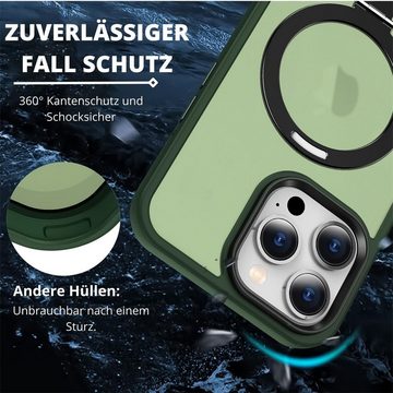 CoolGadget Handyhülle Hybrid Luxury Handy Case für iPhone 14, Hülle Massiv Metallring aufklappbar Schutzhülle für Magsafe Zubehör