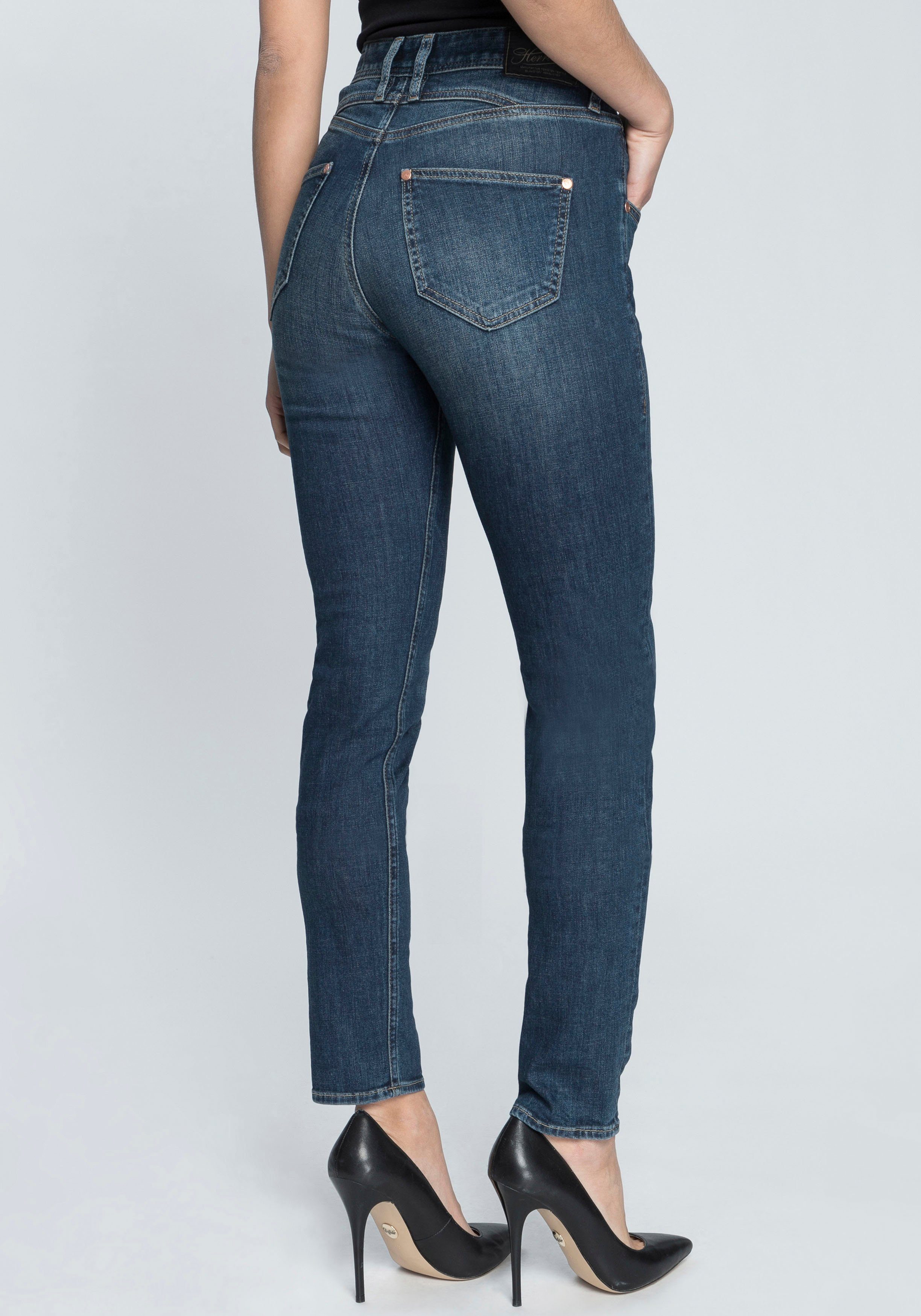 Normal Polyester Slim-fit-Jeans RECYCLED Recycled Herrlicher used Waist SLIM PEPPY 034 DENIM