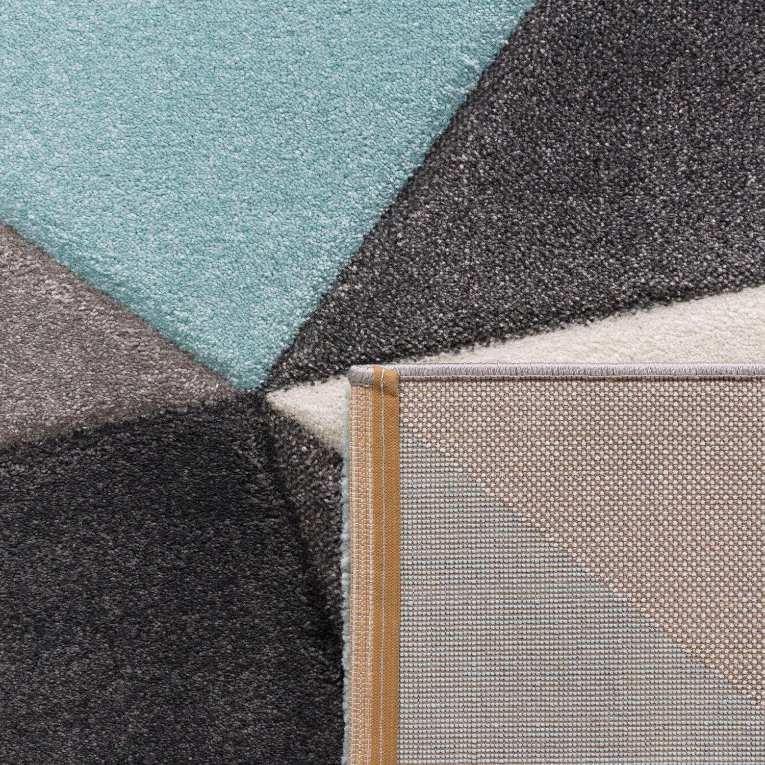 Paco Home Teppich Lara 237, rechteckig, Höhe: 16 mm, Kurzflor, modernes geometrisches Design, mit Konturenschnitt