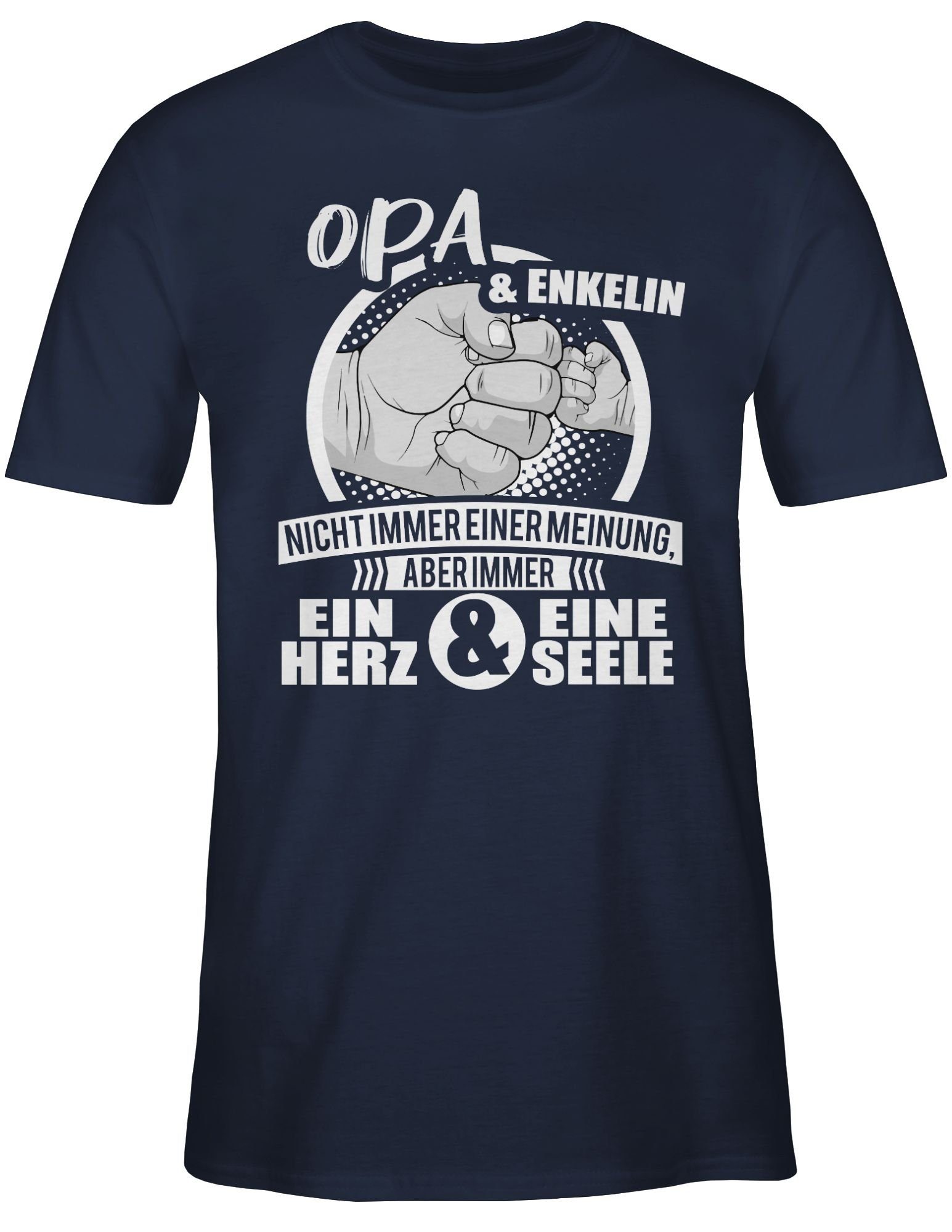 Blau Opa & Immer Geschenke Enkelin Seele & T-Shirt Navy Herz 2 Shirtracer eine ein Opa