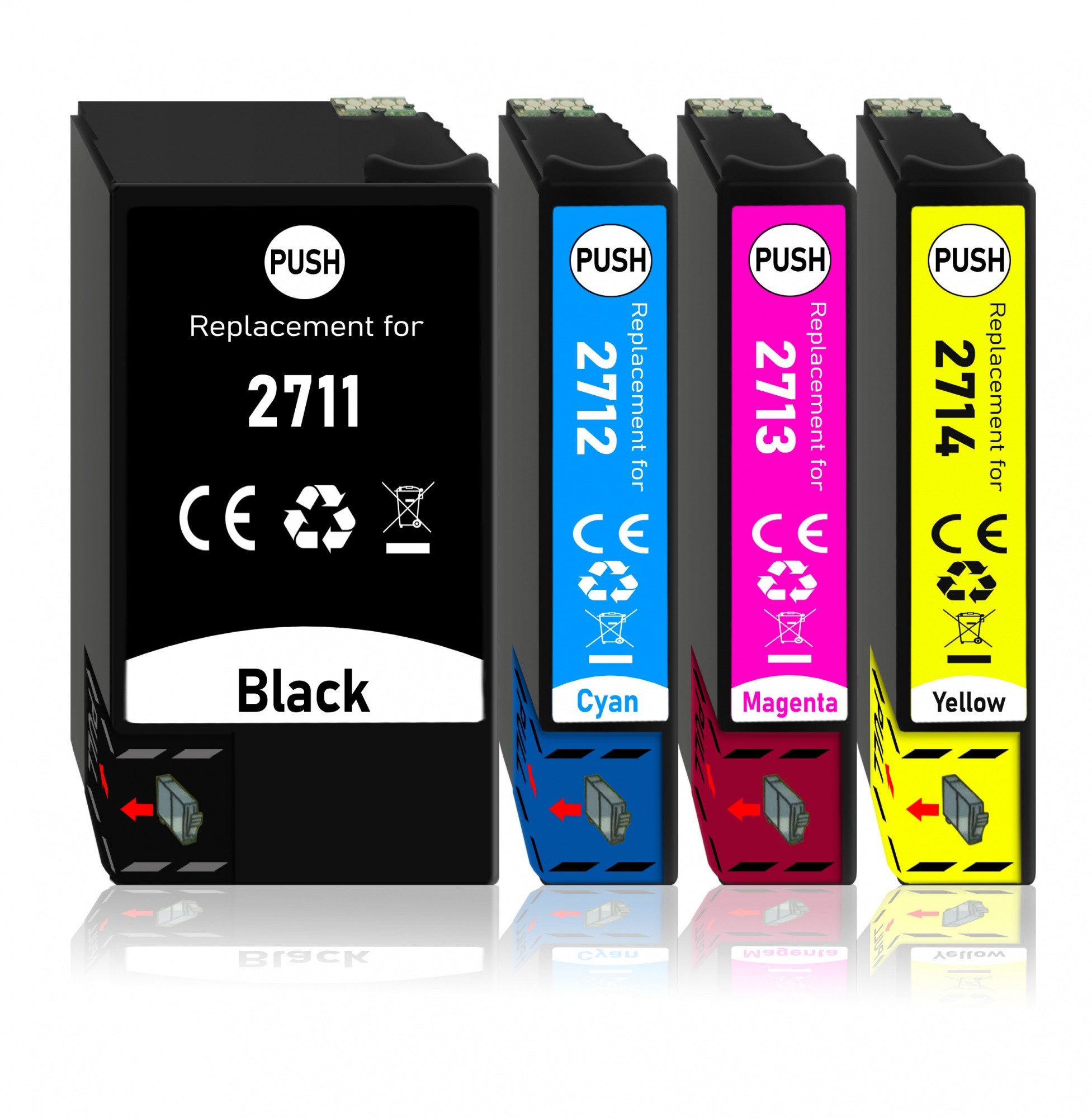 Druckerparadies 4er Pack Druckerpatronen 27 27XL kompatibel mit Epson WF-3620 Tintenpatrone (4-tlg)