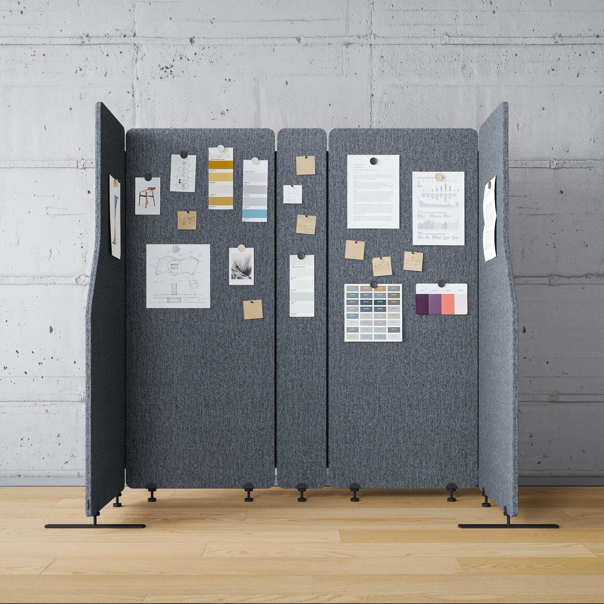 Jan Nowak Raumteiler Akustik Trennwand SADIE Büro schalldämmend 145 cm hoch mobil, Schallabsorption NRC 0,75 Filz recycelt B1 schwer entflammbar, Raumteiler Sichtschutz Schallschutz 3 Größen 3 Farben stabil