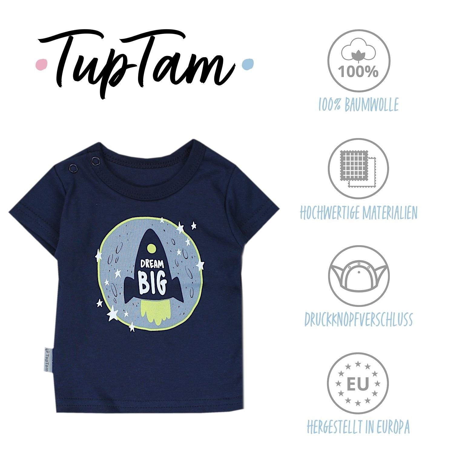 Dunkelblau TupTam (5-tlg) T-Shirt Day Jungen Dude Streifen 5er Set Rakete Baby Kurzarm T-Shirt Weiß Good TupTam Grün Dino Blau Cool